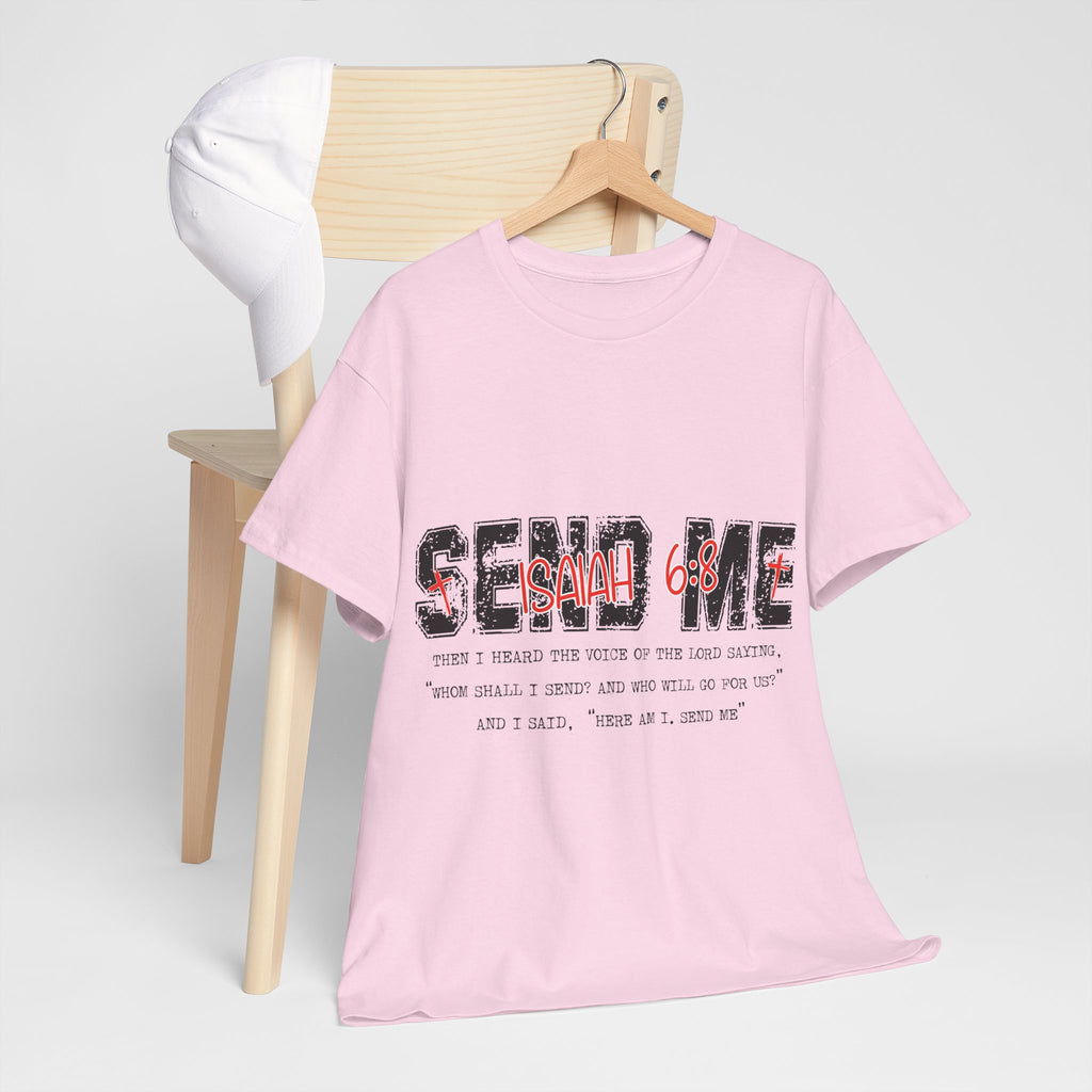 Here I Am Send Me Isaiah 6:8 T-Shirt — Christian Cross Graphic Unisex Cotton Tee