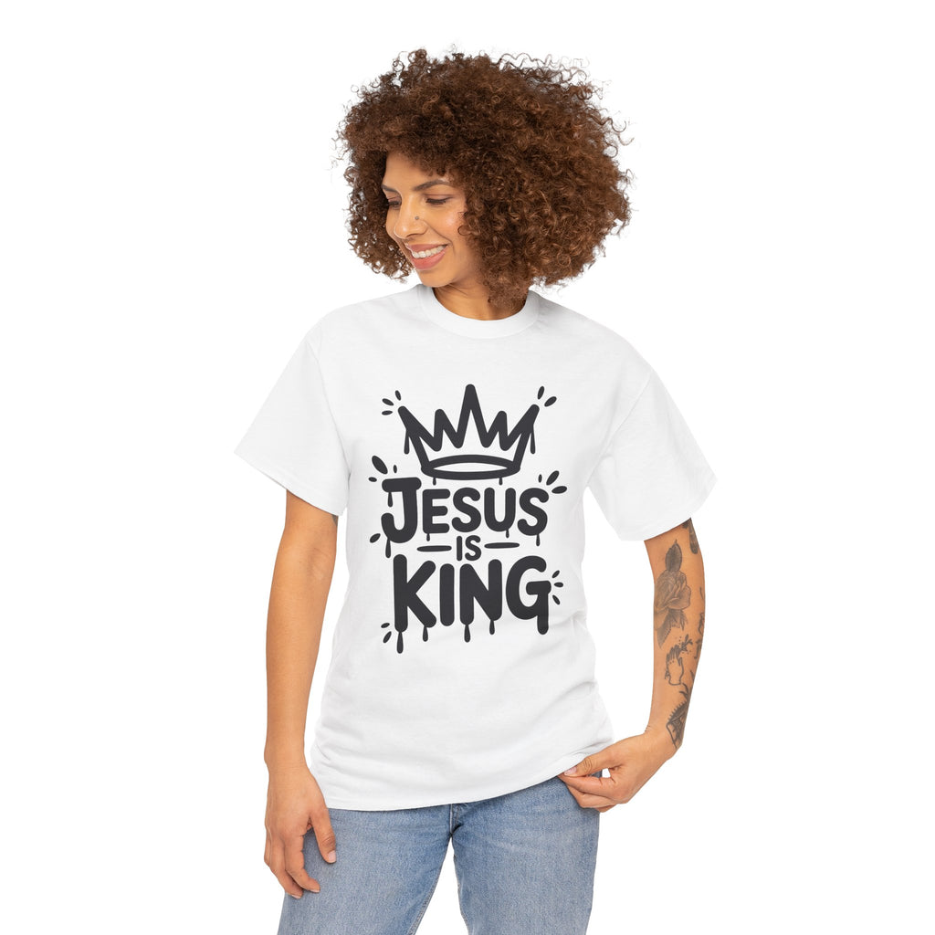 Jesus Is King Crown T-Shirt — Minimalist Christian Unisex Cotton Tee