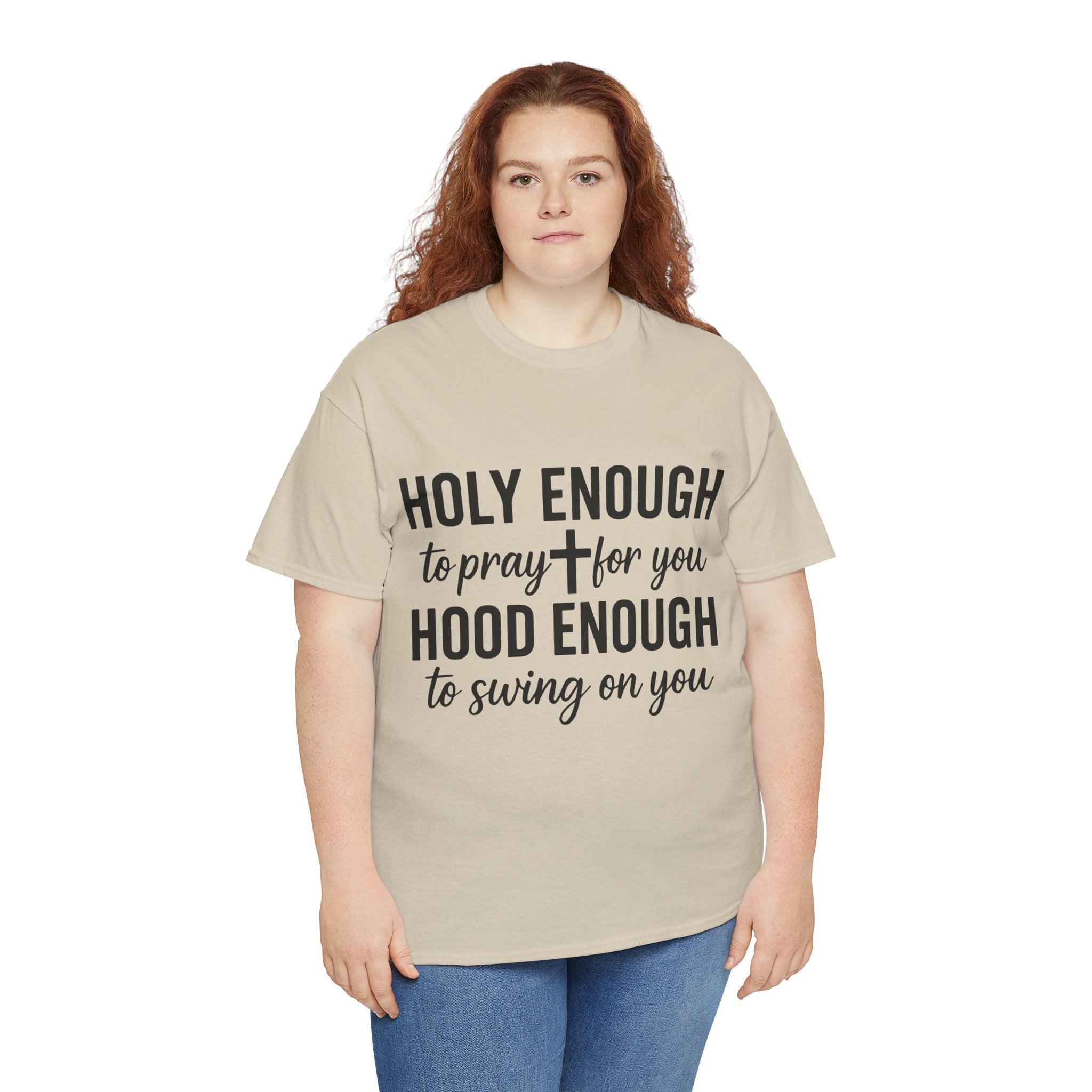 Holy Enough Christian T‑Shirt — Modern Hand‑Lettered Faith Unisex CottonTee