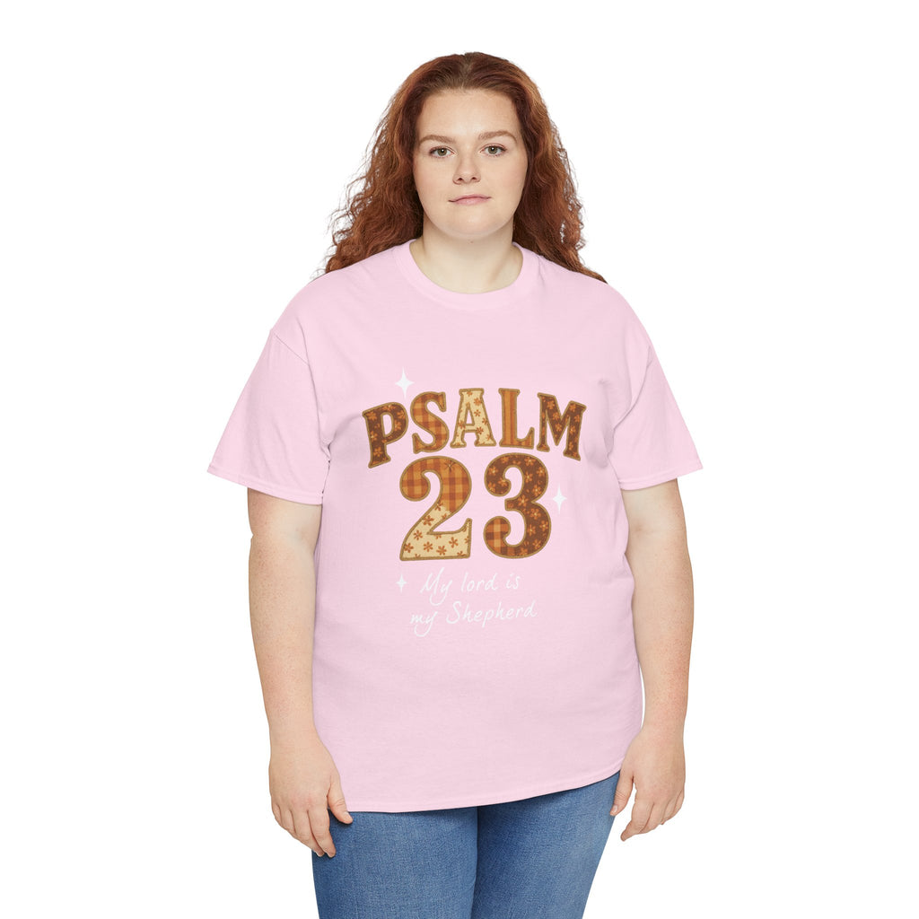 Psalm 23 Floral Tee — “My Lord Is My Shepherd” Stitched-Text Unisex Cotton Tee