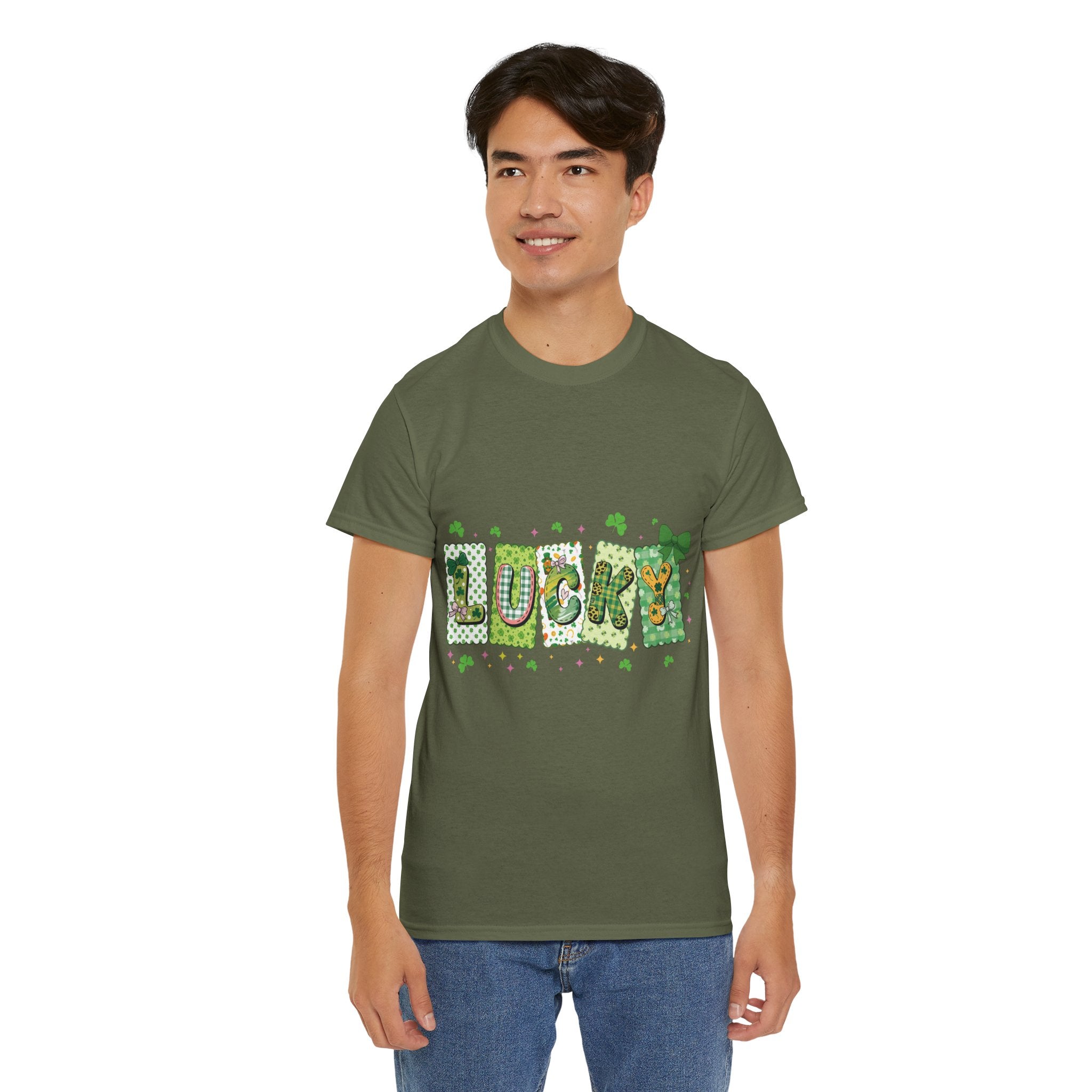 Lucky Patchwork Plaid Clover Tee — St. Patrick’s Day Unisex Cotton T-Shirt