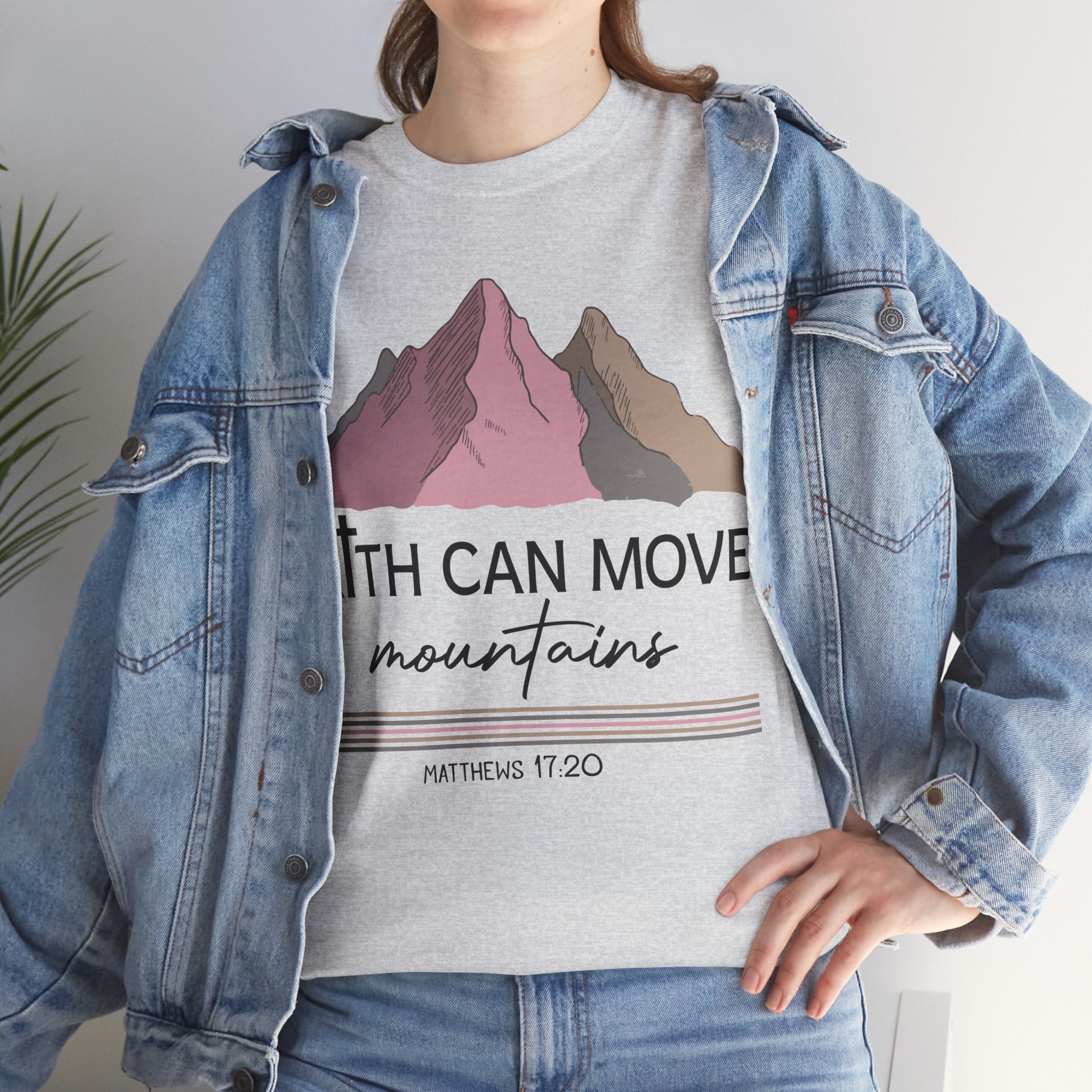 Faith Can Move Mountains Mountain Tee — Pastel Inspirational Christian Unisex Cotton T-Shirt
