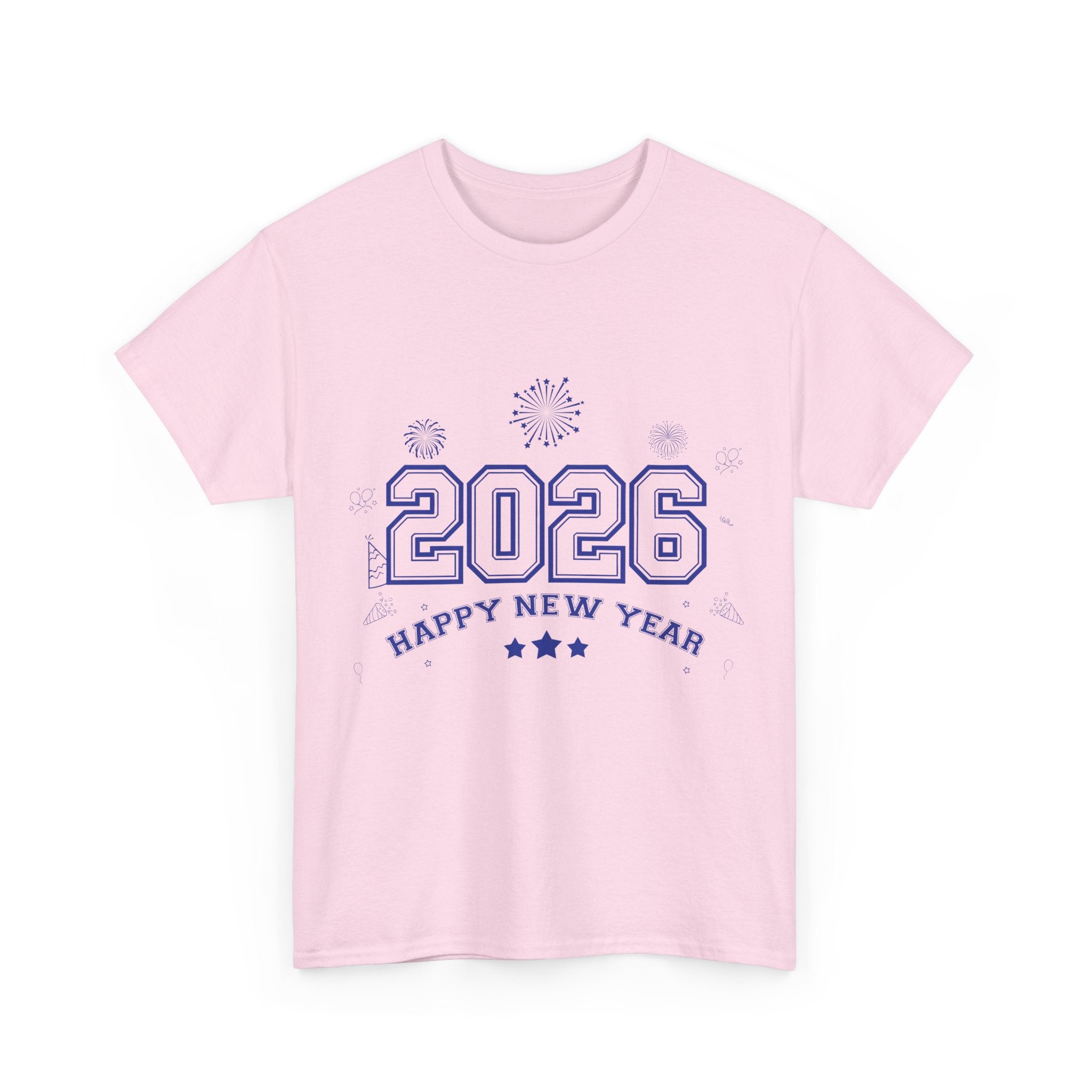 Happy New Year 2026 Varsity Tee — Fireworks & Confetti Celebration Unisex Cotton Tee