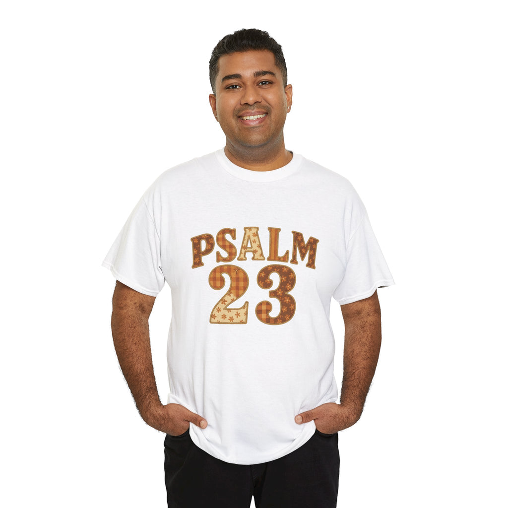 Psalm 23 Floral Tee — “My Lord Is My Shepherd” Stitched-Text Unisex Cotton Tee