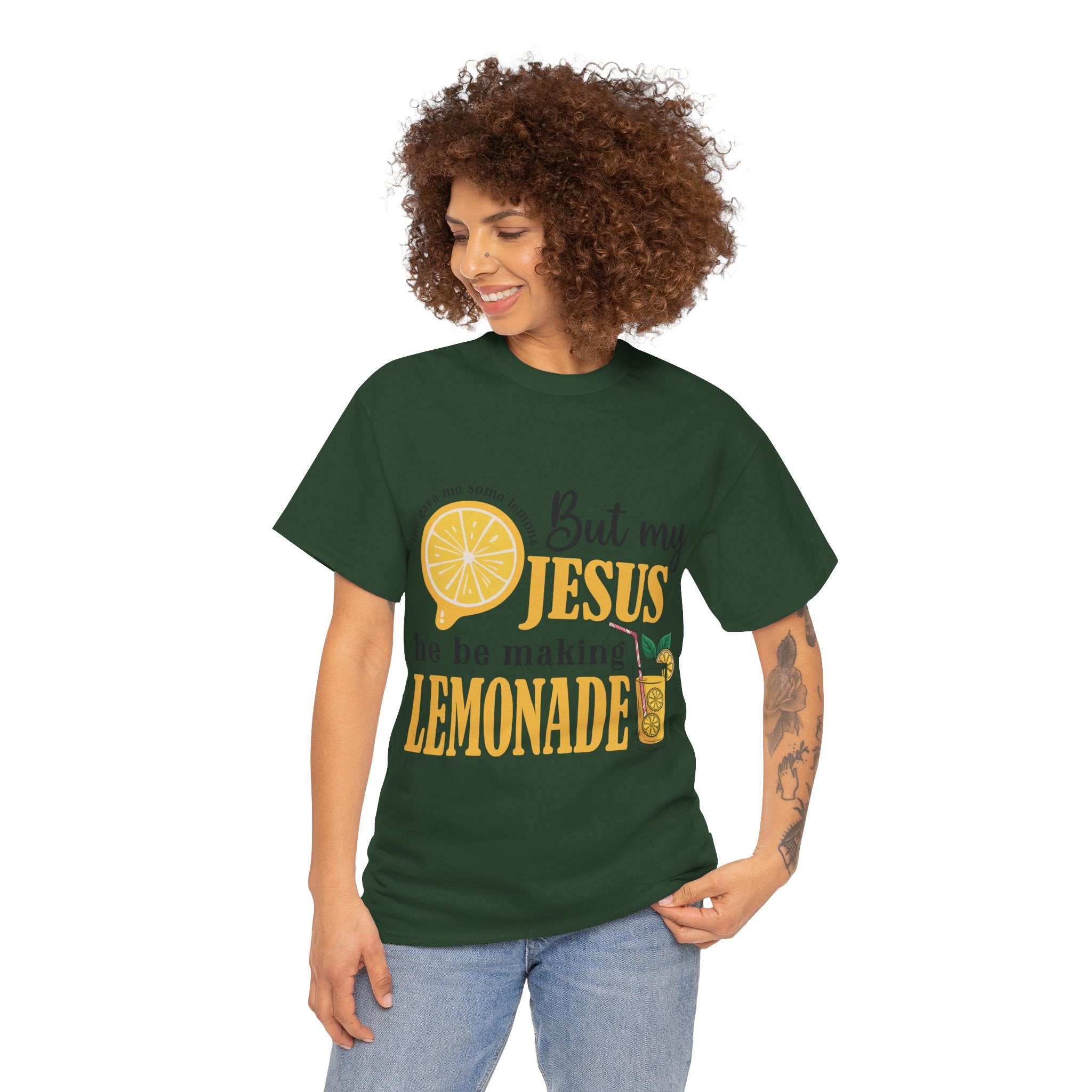 Jesus Lemonade Tee — Lemon Slice & Glass Graphic Christian Unisex Cotton T-Shirt