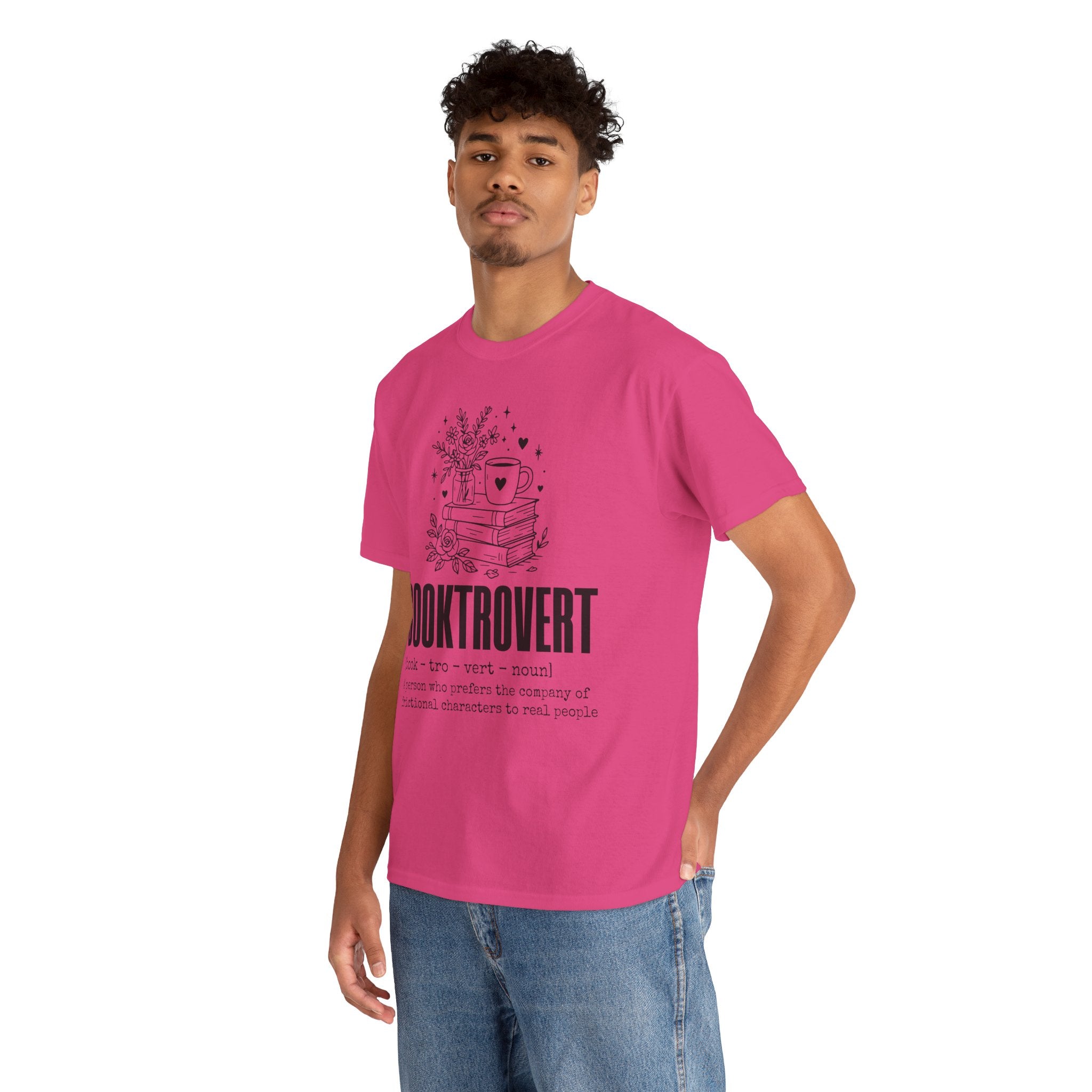 Booktrovert Graphic Tee — "Booktrovert" Definition, Books & Coffee Design Unisex Cotton Tee