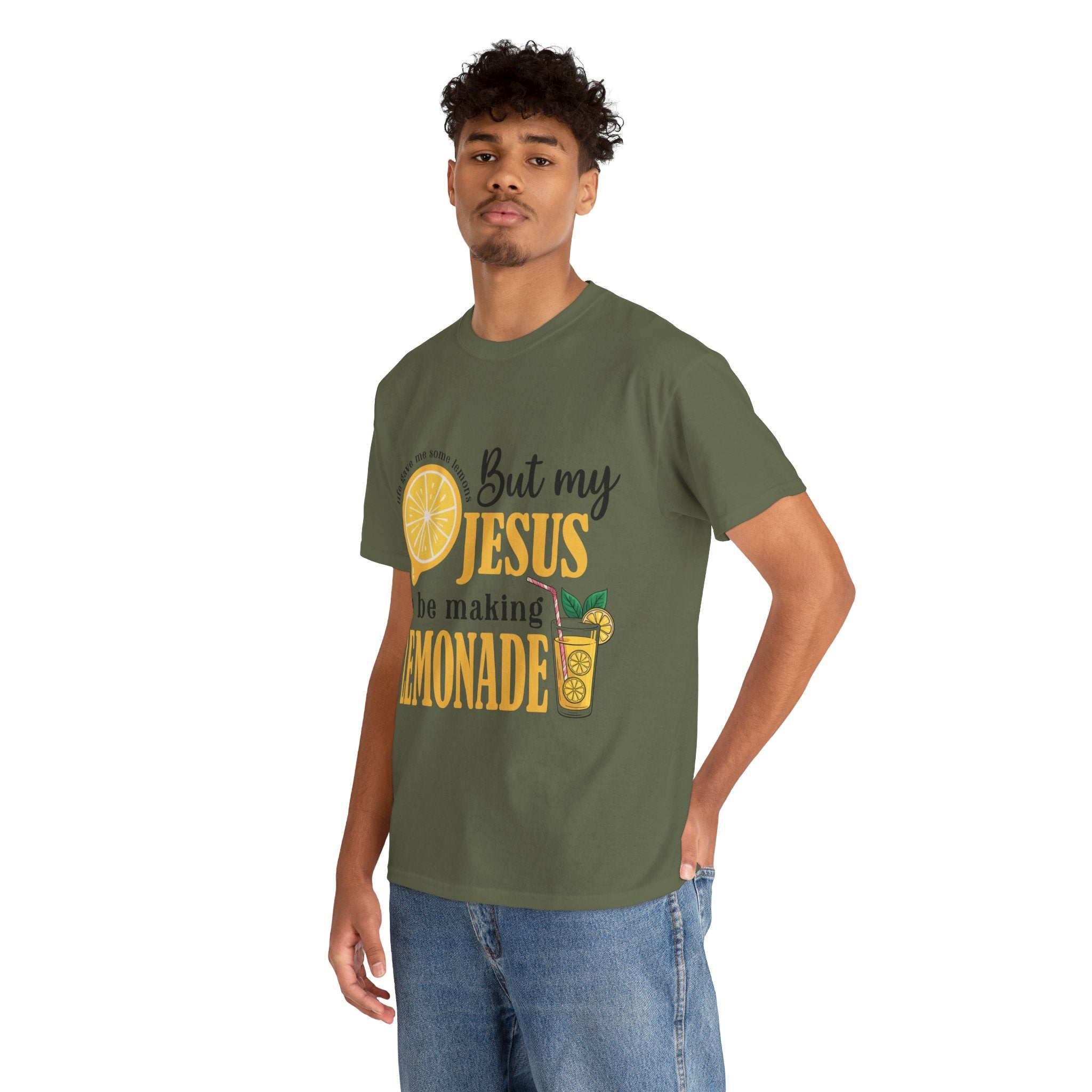 Jesus Lemonade Tee — Lemon Slice & Glass Graphic Christian Unisex Cotton T-Shirt