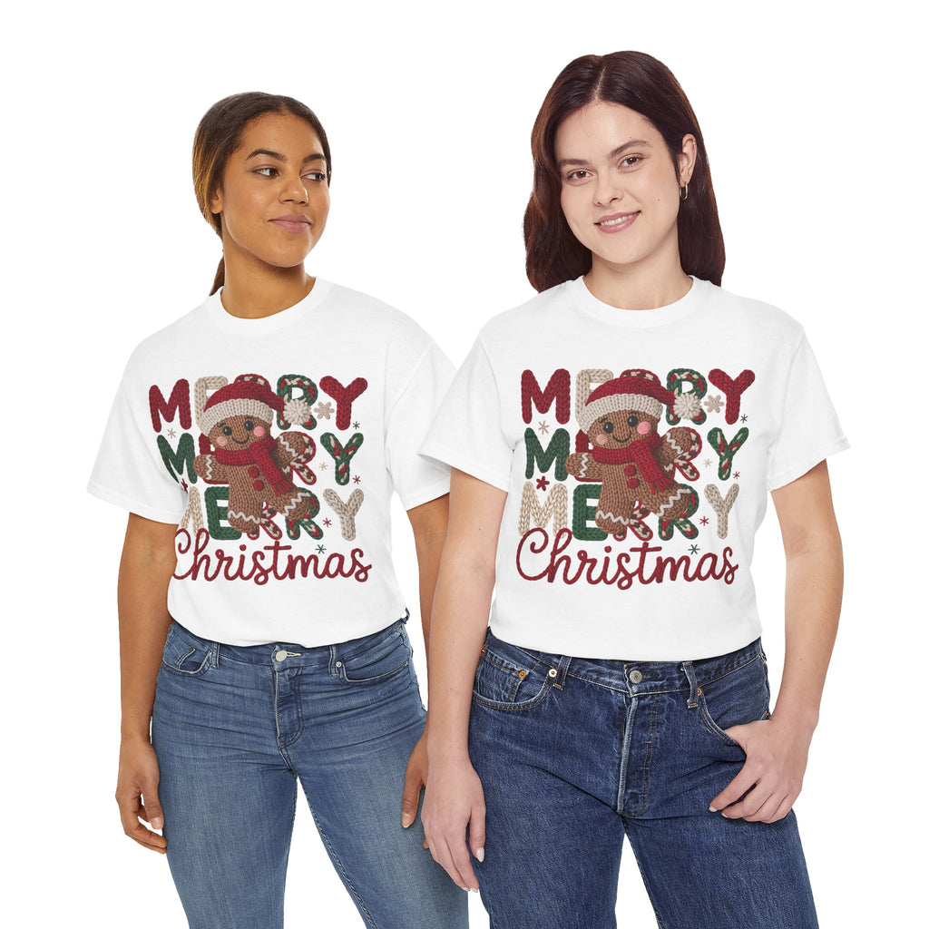 Merry Merry Merry Christmas Gingerbread Unisex Cotton Tee