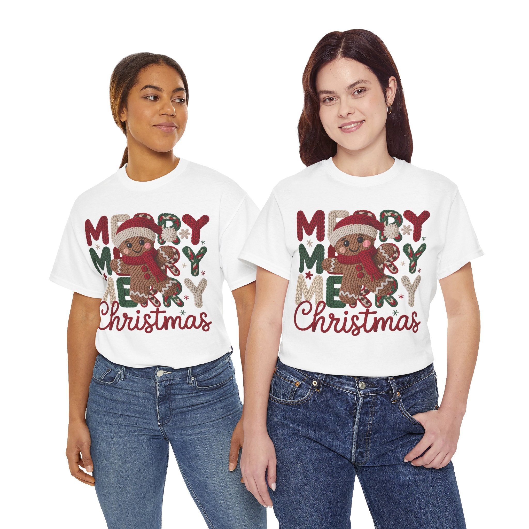 Merry Merry Merry Christmas Gingerbread Unisex Cotton Tee