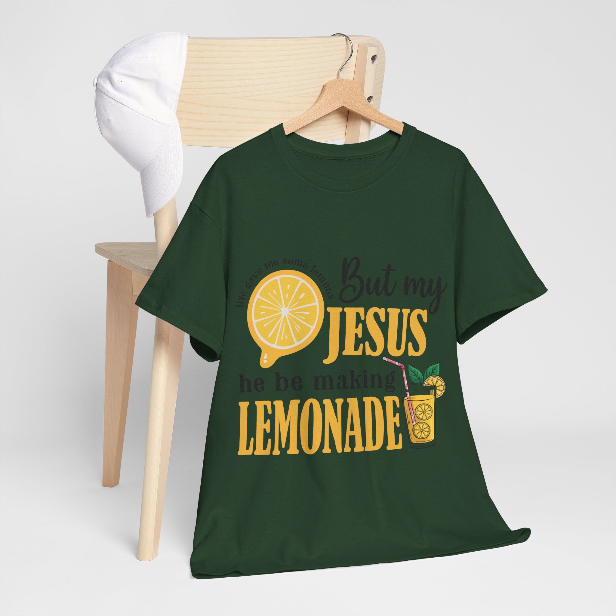 Jesus Lemonade Tee — Lemon Slice & Glass Graphic Christian Unisex Cotton T-Shirt