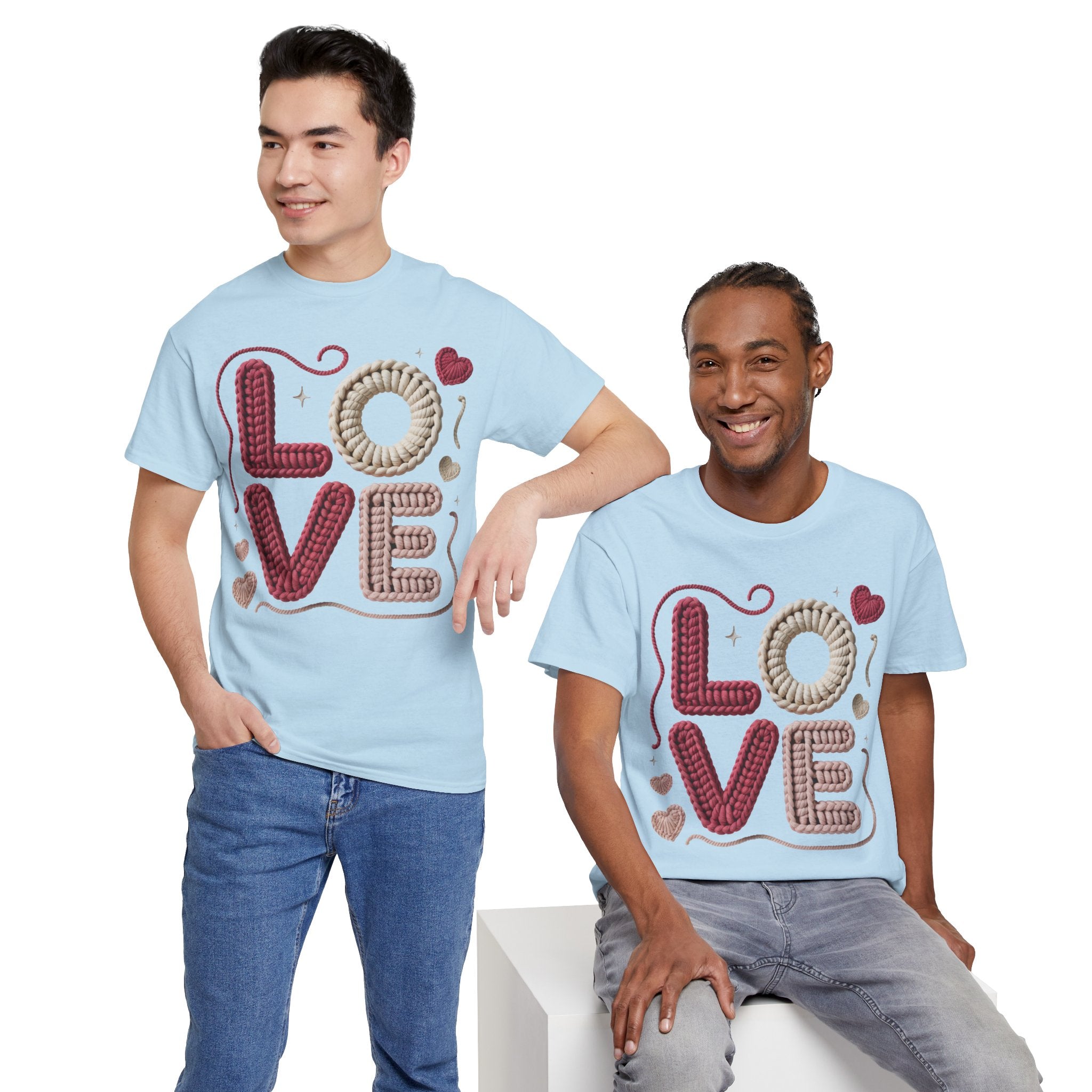 LOVE Faux Yarn Heart Unisex Cotton Tee