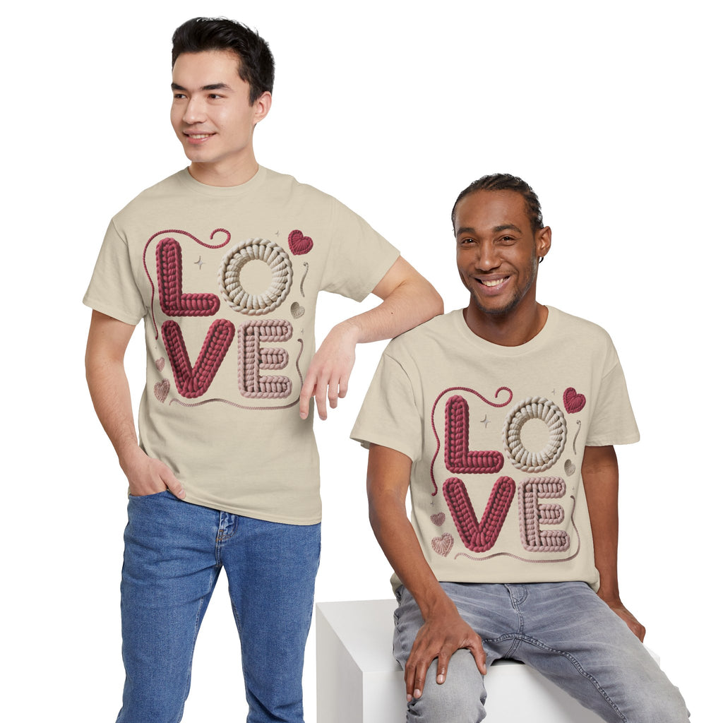 LOVE Faux Yarn Heart Unisex Cotton Tee