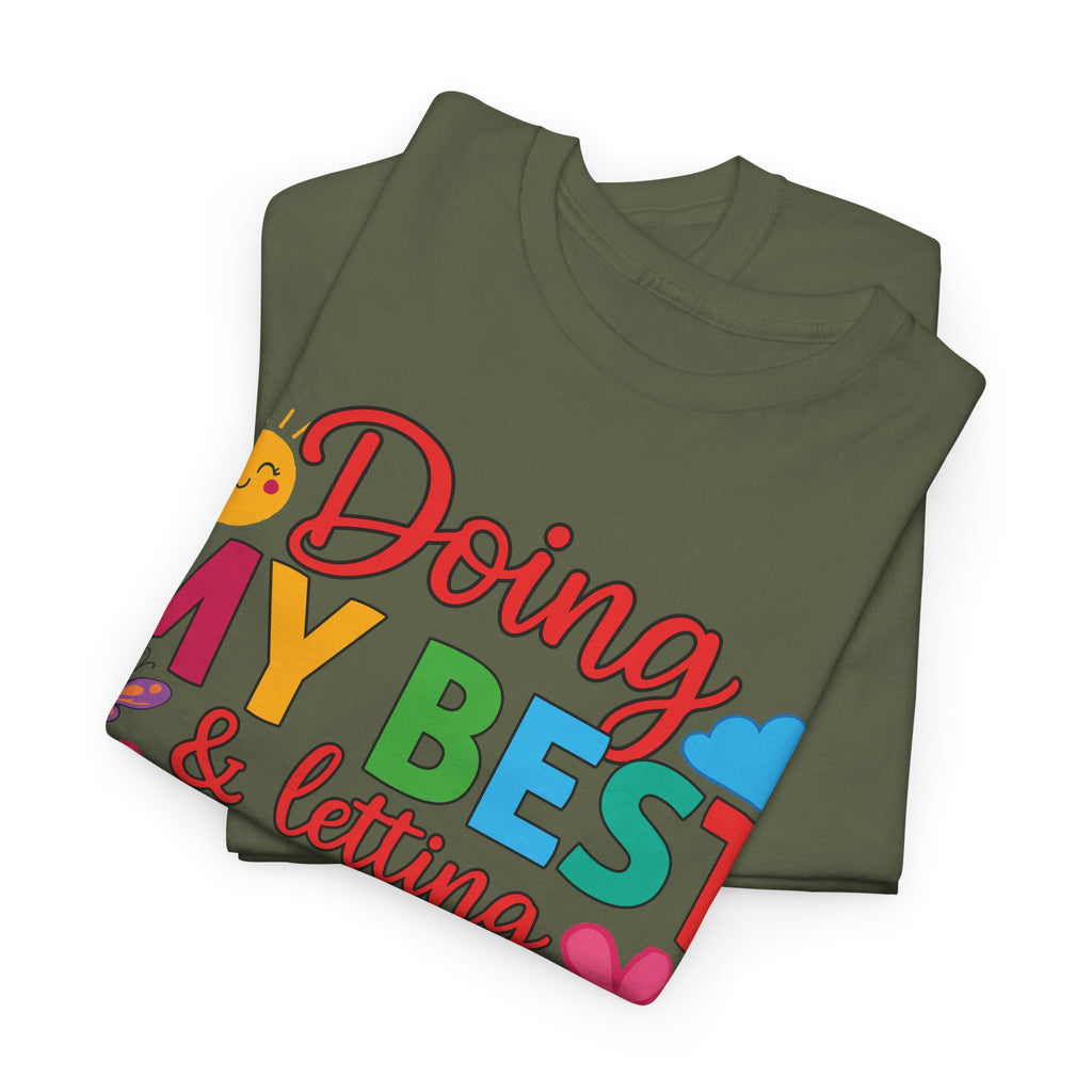 Doing My Best & Letting God Do The Rest T-Shirt — Floral Sun & Butterflies Inspirational Unisex Cotton Tee