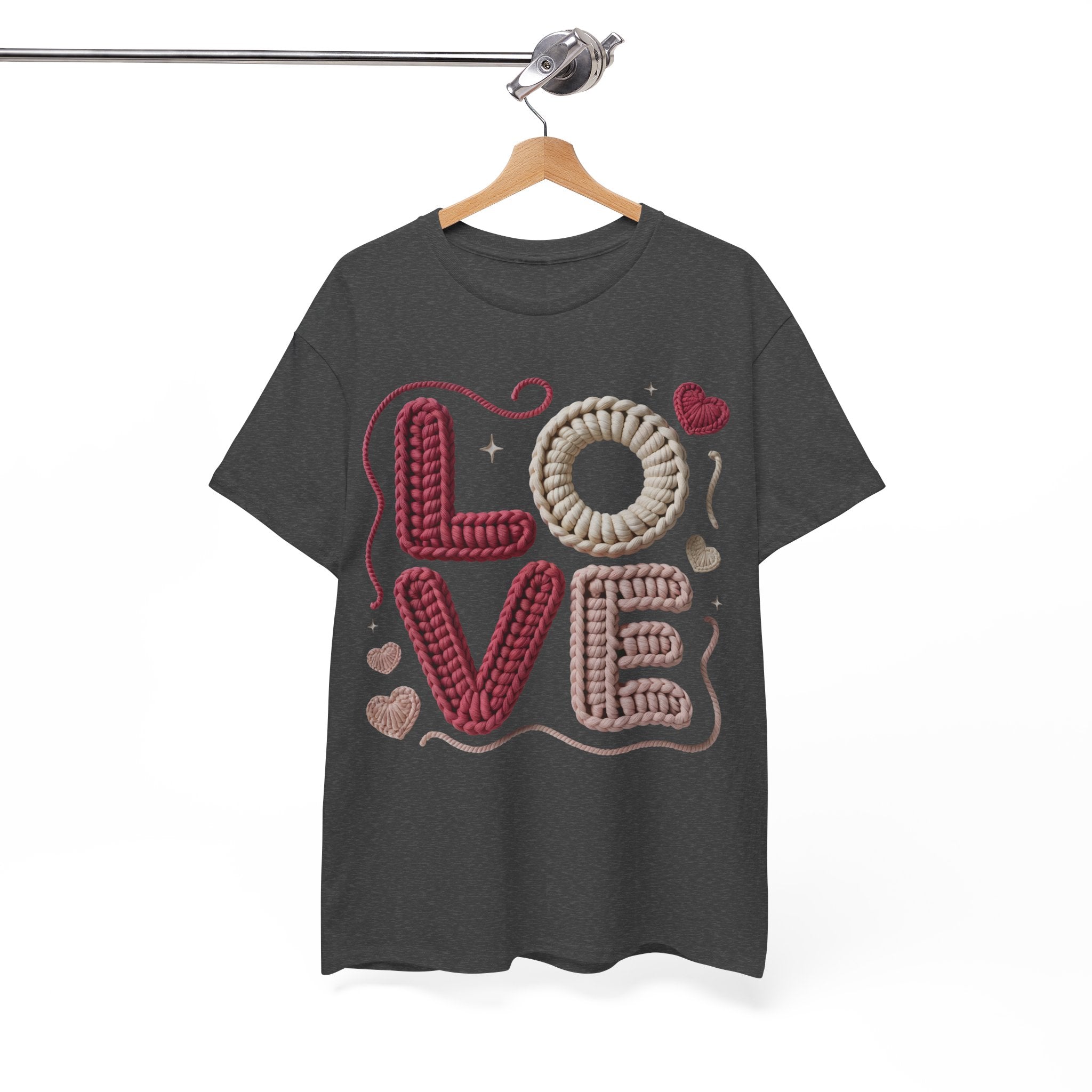 LOVE Faux Yarn Heart Unisex Cotton Tee