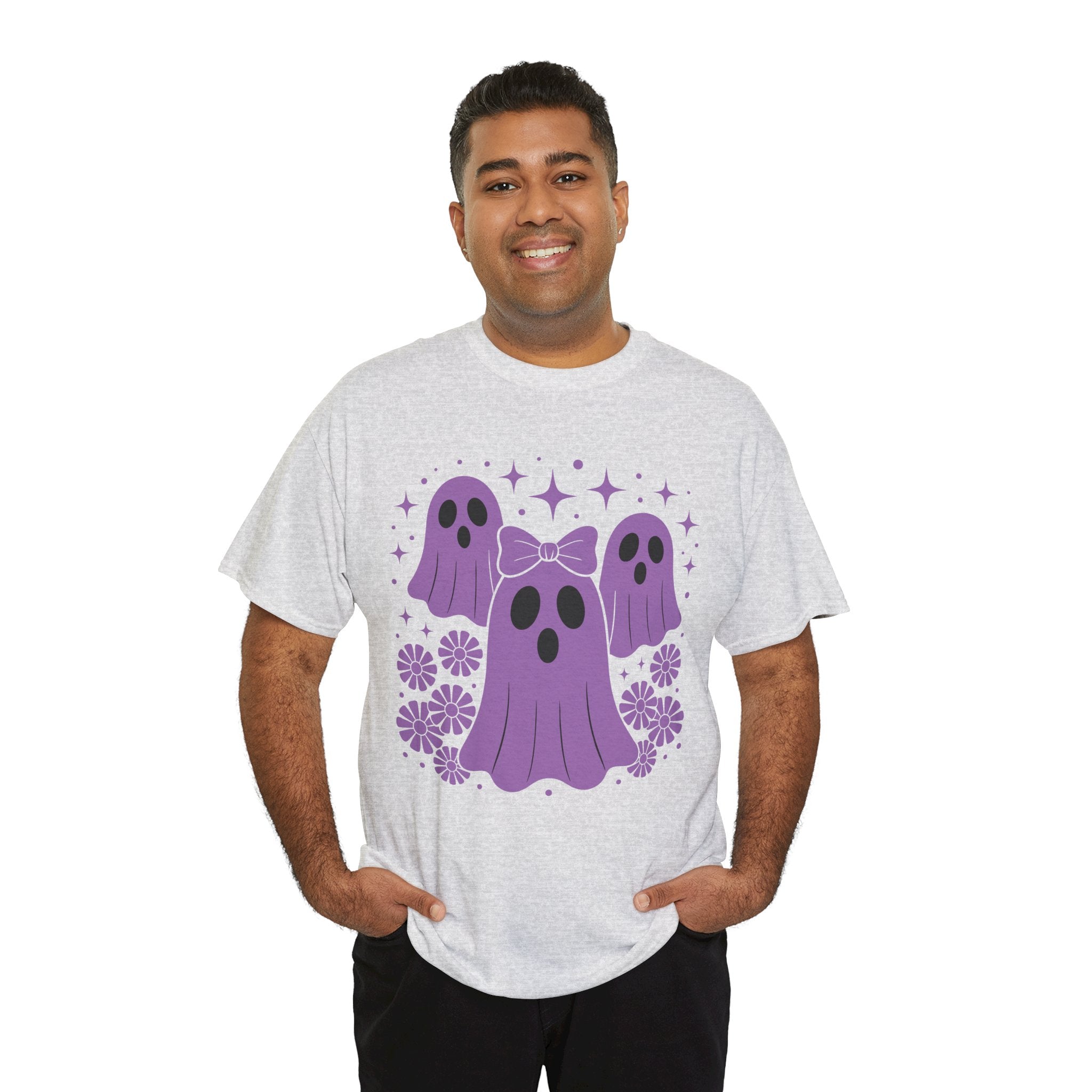 Purple Ghost Halloween Unisex Cotton Tee