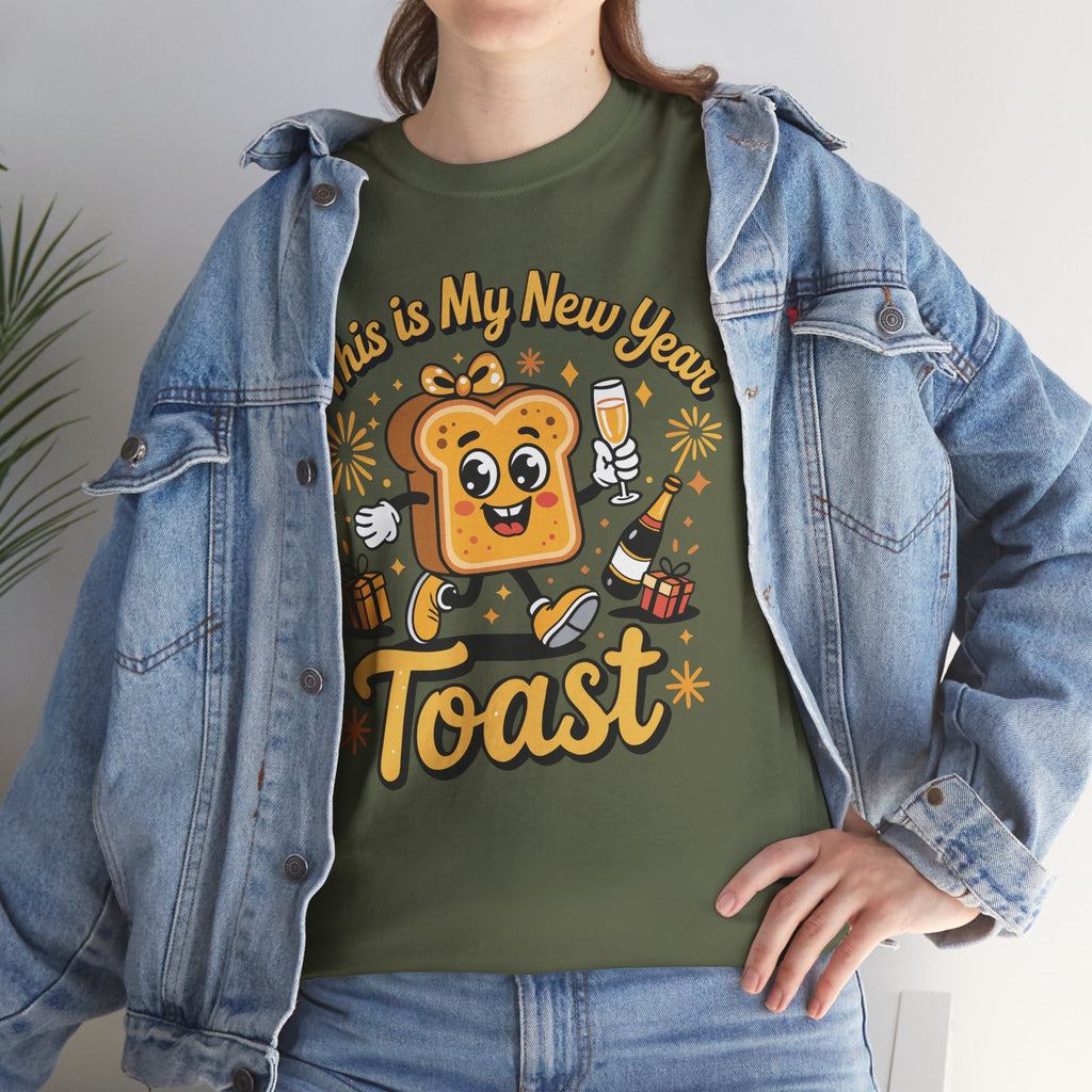 New Year Toast T-Shirt — "This Is My New Year Toast" Champagne & Fireworks Unisex Cotton Tee