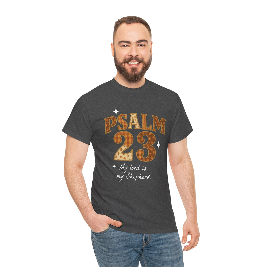 Psalm 23 Floral Tee — “My Lord Is My Shepherd” Stitched-Text Unisex Cotton Tee