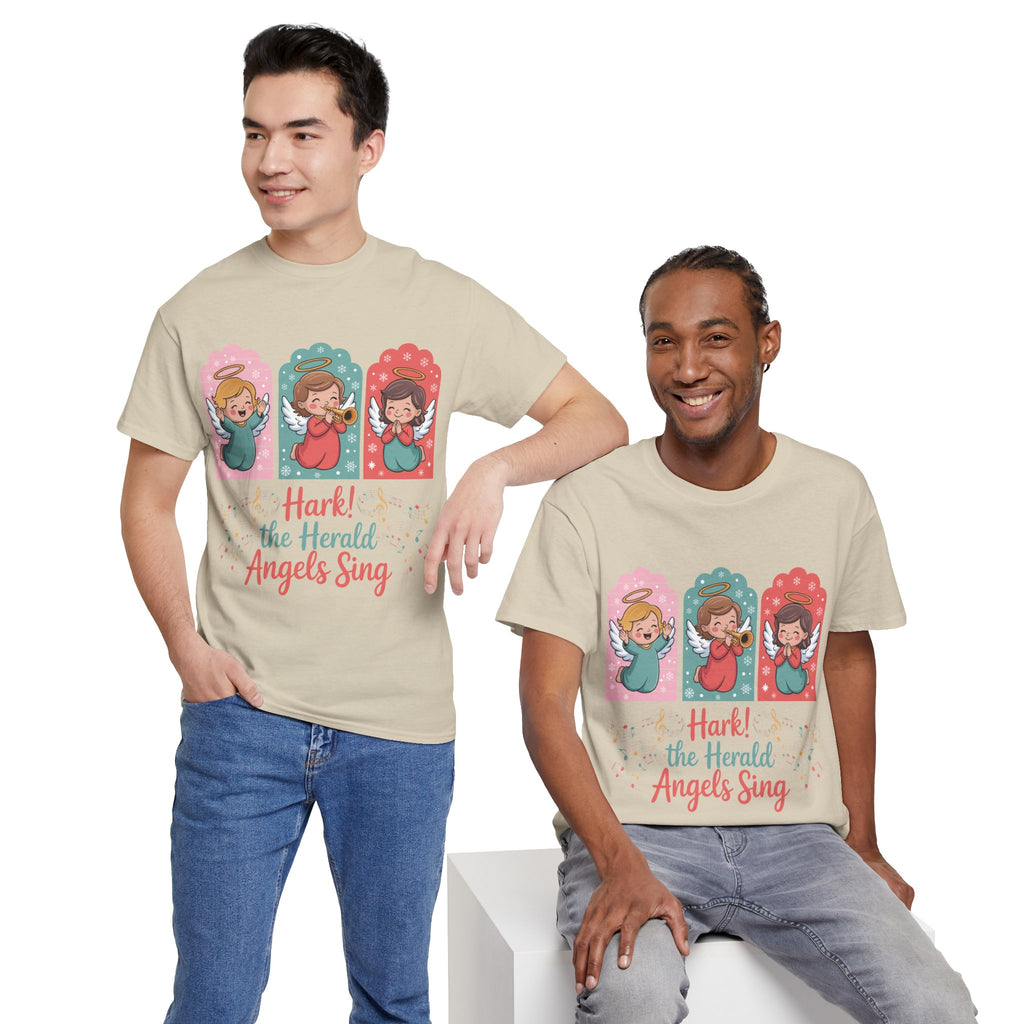 Hark! The Herald Angels Sing Tee — Three Singing Angels Christmas Unisex Cotton T-Shirt
