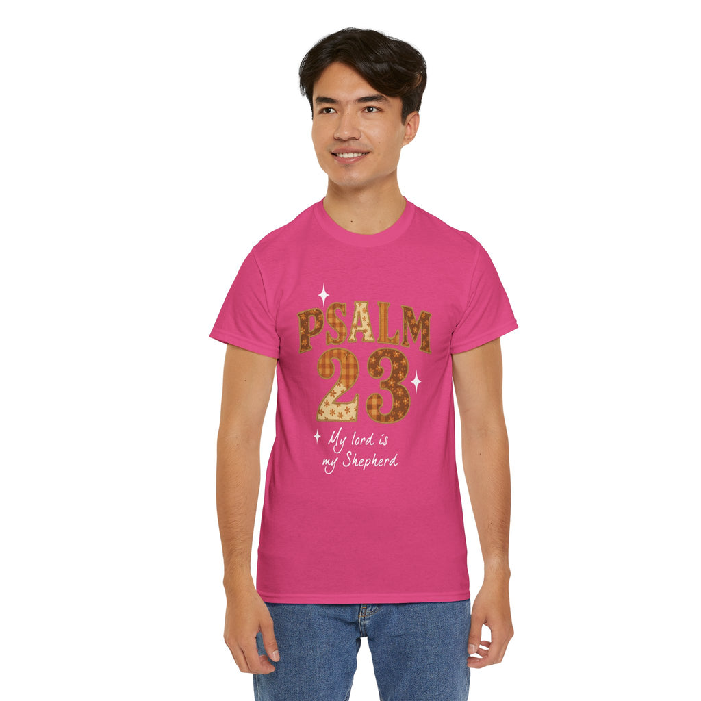 Psalm 23 Floral Tee — “My Lord Is My Shepherd” Stitched-Text Unisex Cotton Tee
