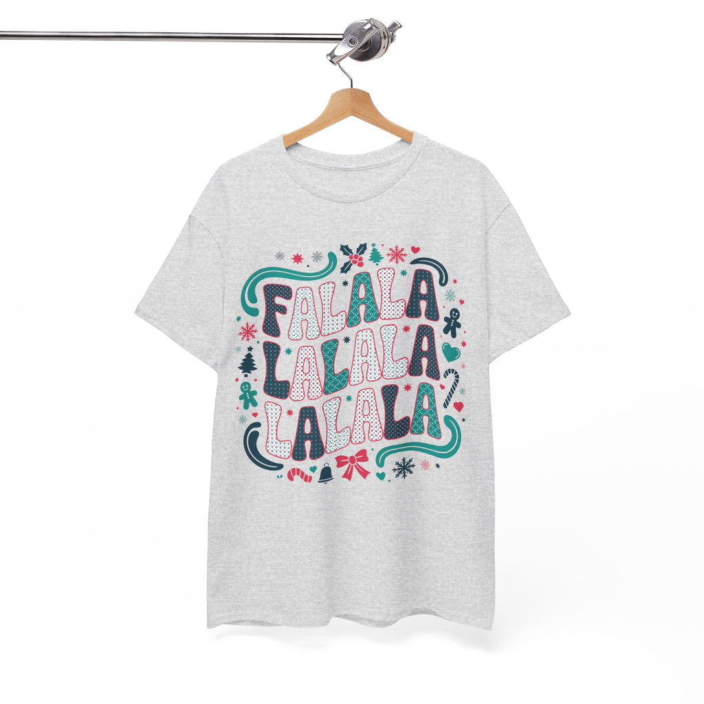 Fa La La La La Christmas T-Shirt — Festive Candy Cane & Gingerbread Holiday Unisex Cotton Tee