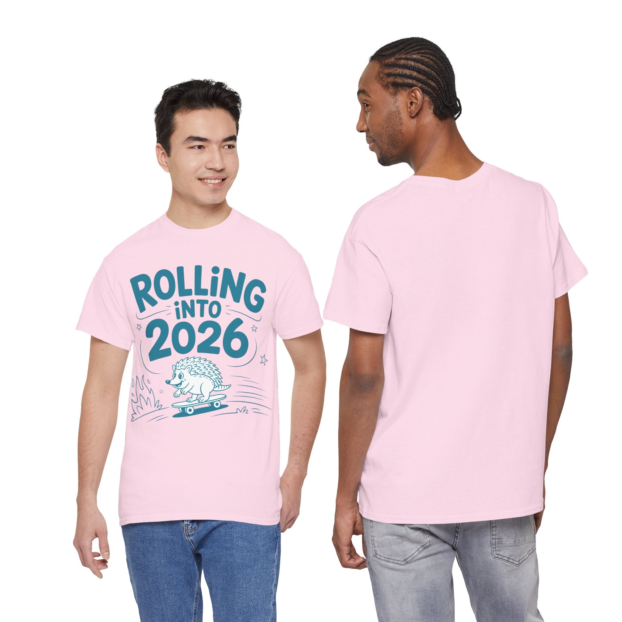 Rolling Into 2026 Hedgehog Skateboard Unisex Cotton Tee