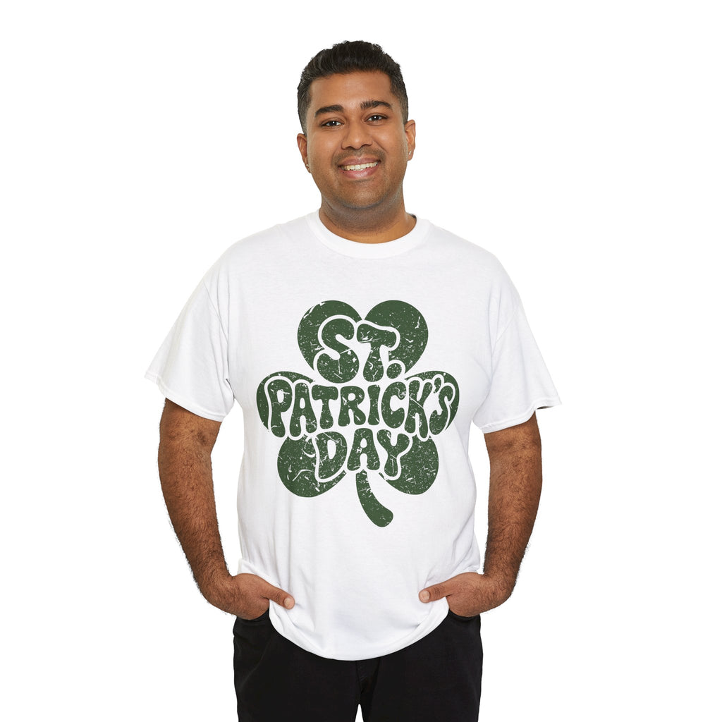 St. Patrick's Day Shamrock Tee — Retro Bubble Lettering Unisex Cotton Tee