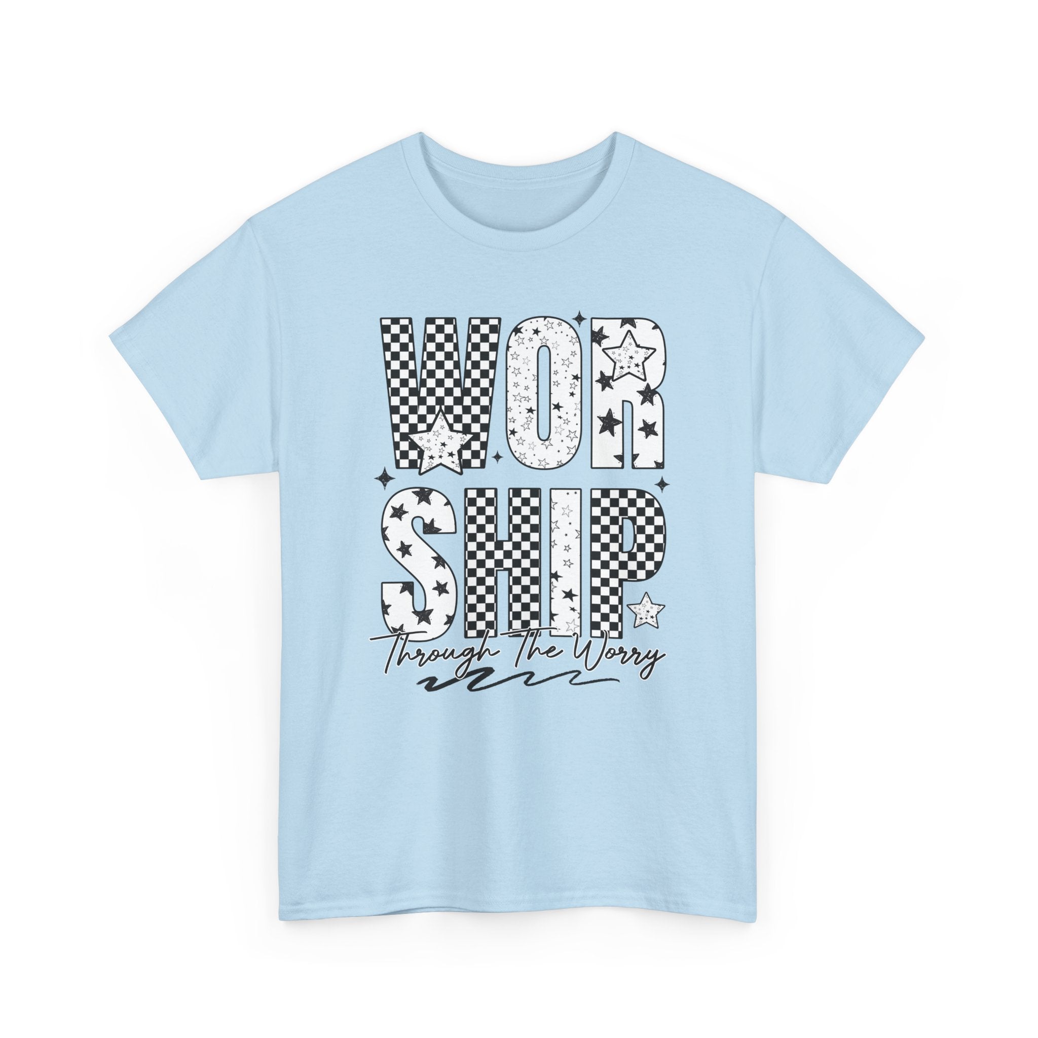 WORSHIP Through The Worry Checkerboard Unisex Cotton Tee