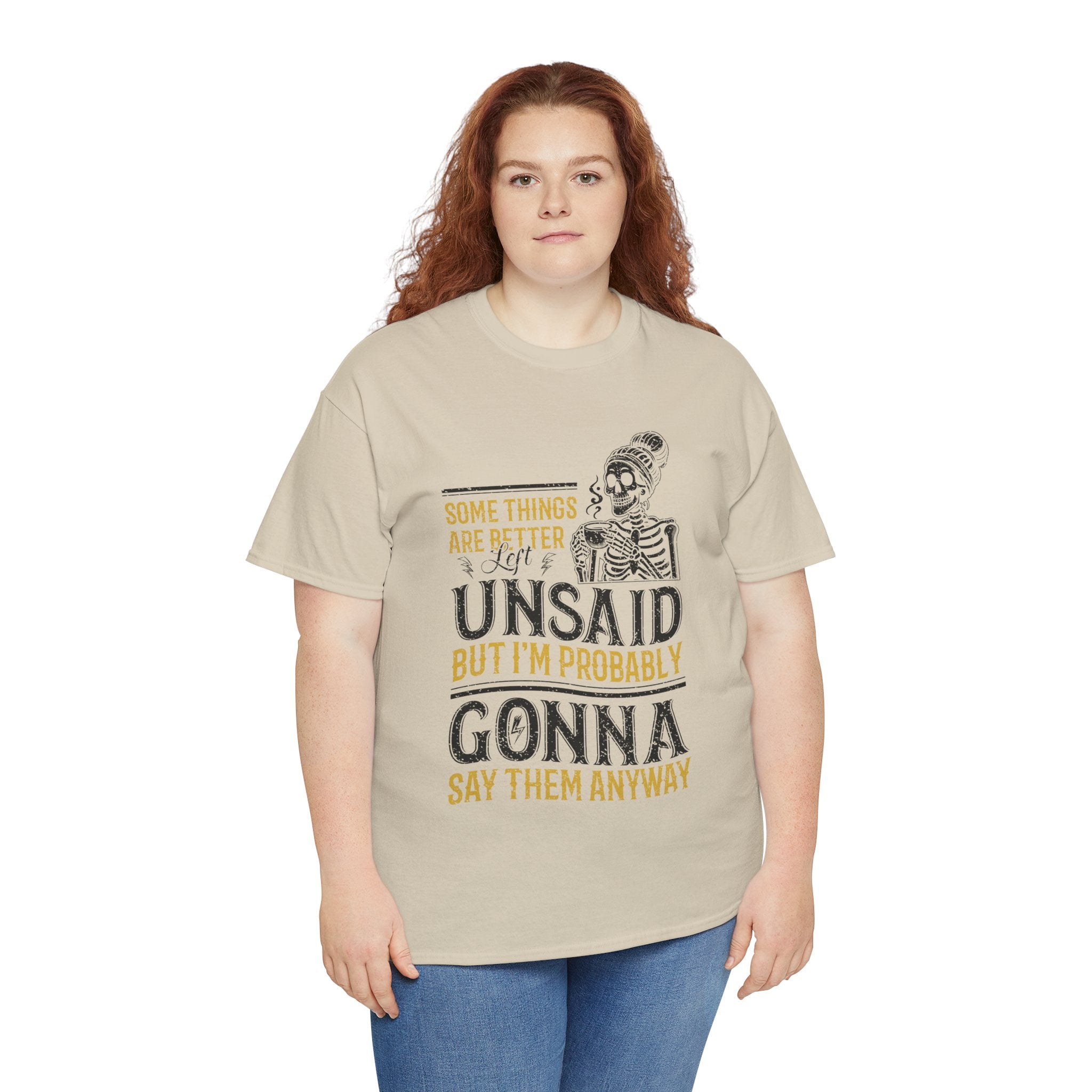 Distressed Yellow "Some Things Are Better Left Unsaid"Unisex Cotton Tee
