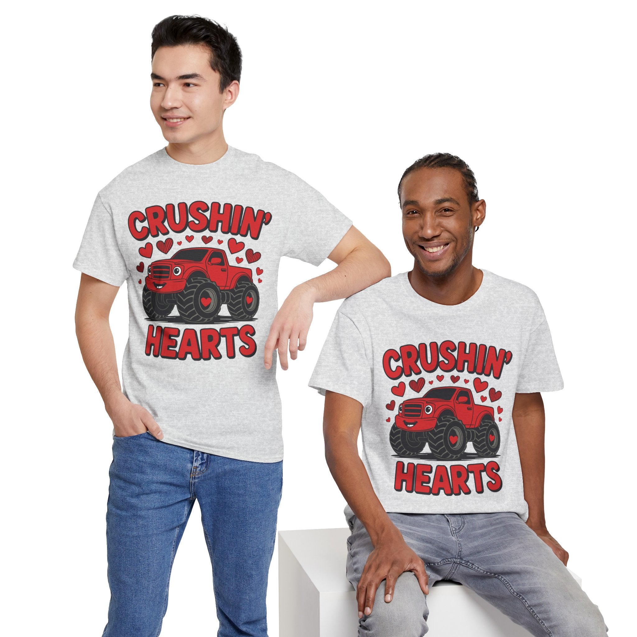 Crushin’ Hearts Valentine Monster Truck Unisex Cotton Tee