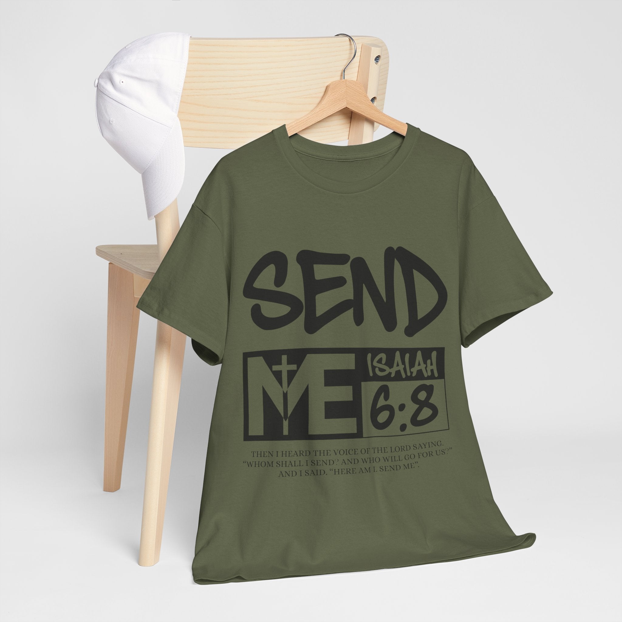 Send Me Isaiah 6:8 Christian T-Shirt — Cross Faith Unisex Cotton Tee
