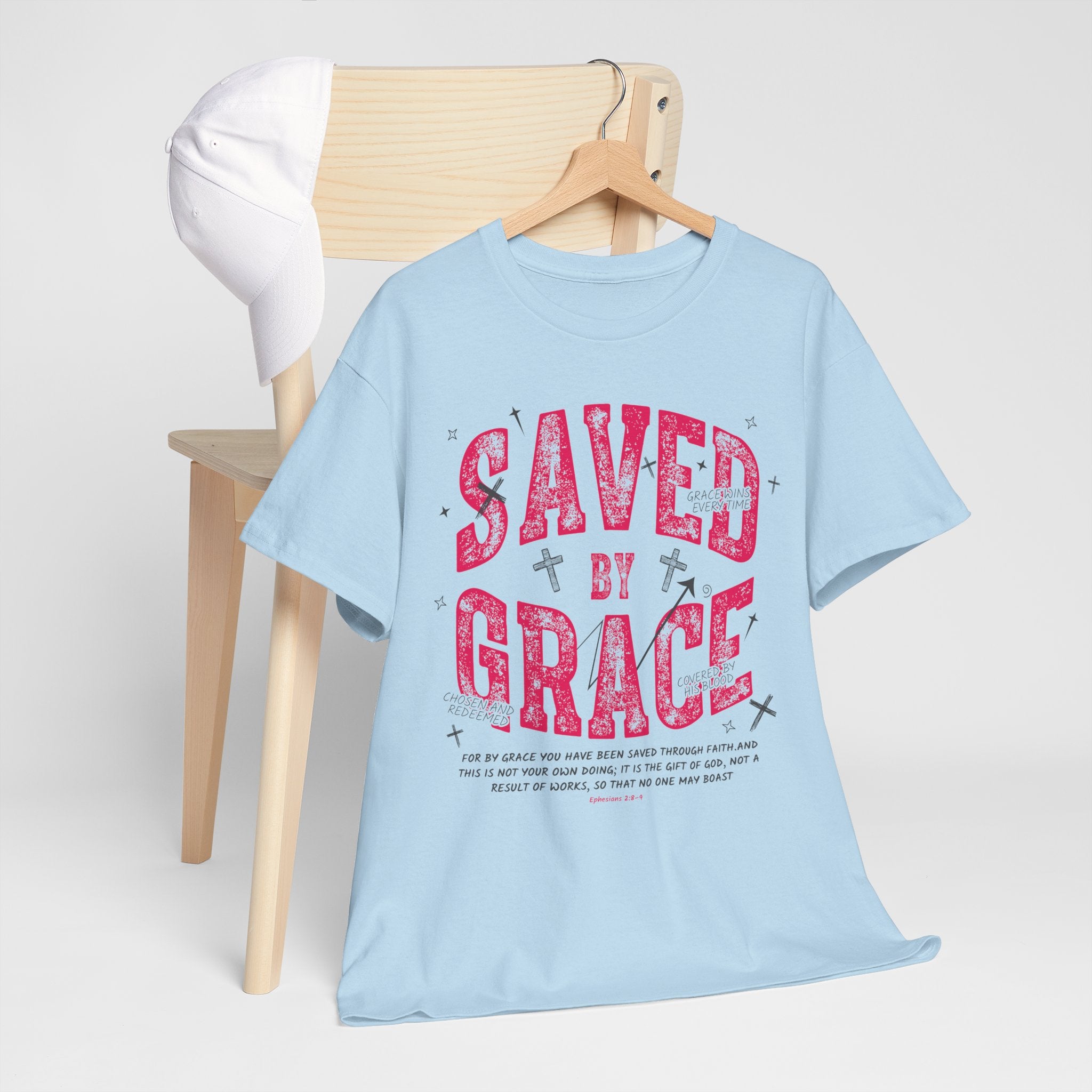 Saved by Grace Ephesians 2:8-9 Unisex Cotton T-Shirt