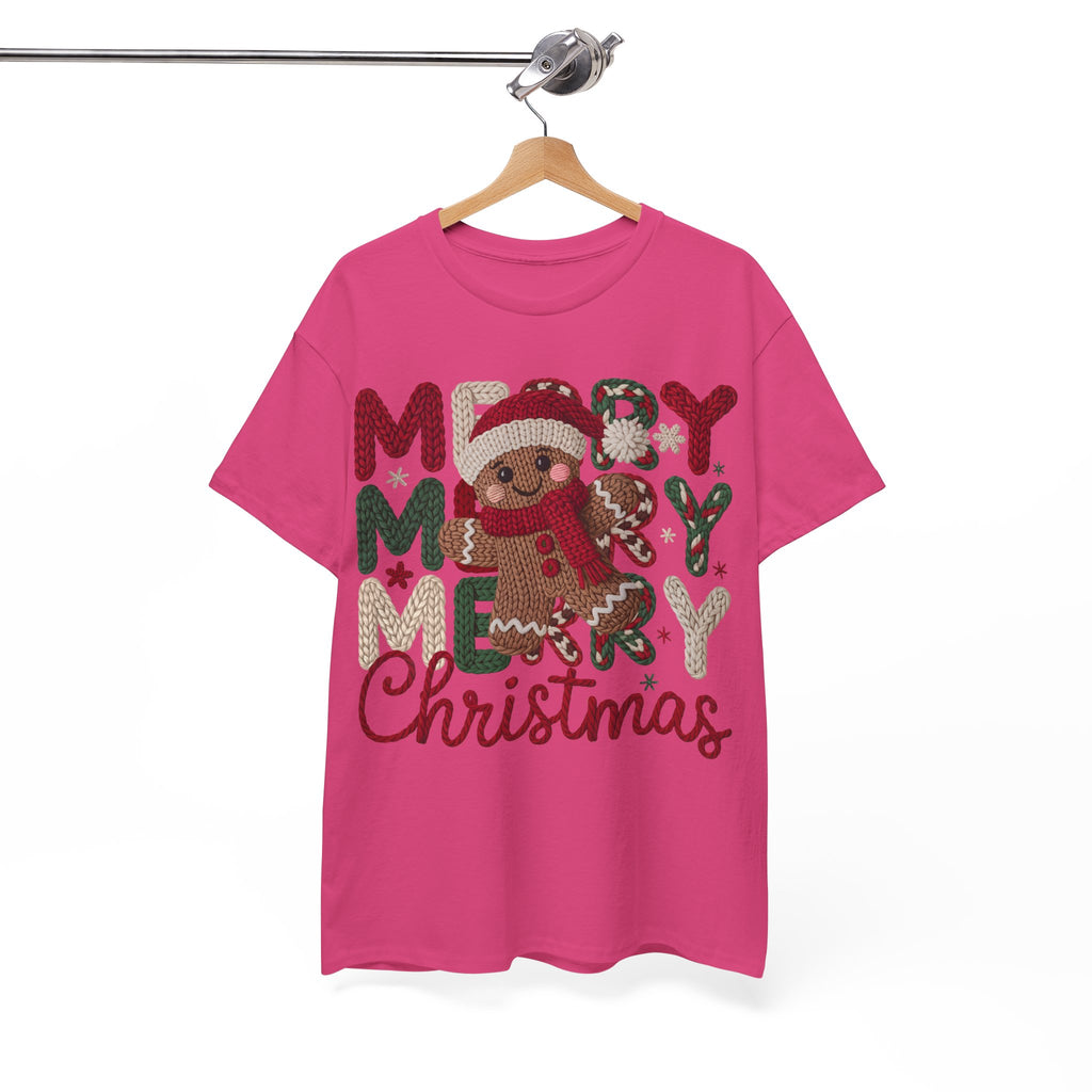 Merry Merry Merry Christmas Gingerbread Unisex Cotton Tee