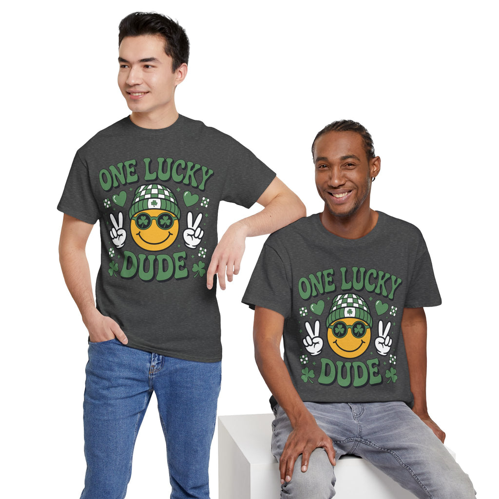 One Lucky Dude Shamrock Tee — St. Patrick's Day Smiley Unisex Cotton Tshirt