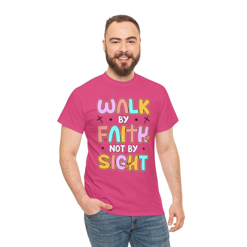 Walk by Faith Not by Sight T-Shirt — Pastel Christian Faith Unisex Cotton Tee
