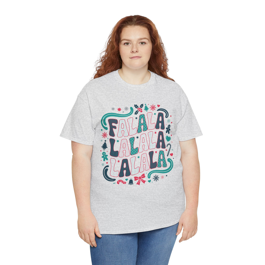 Fa La La La La Christmas T-Shirt — Festive Candy Cane & Gingerbread Holiday Unisex Cotton Tee