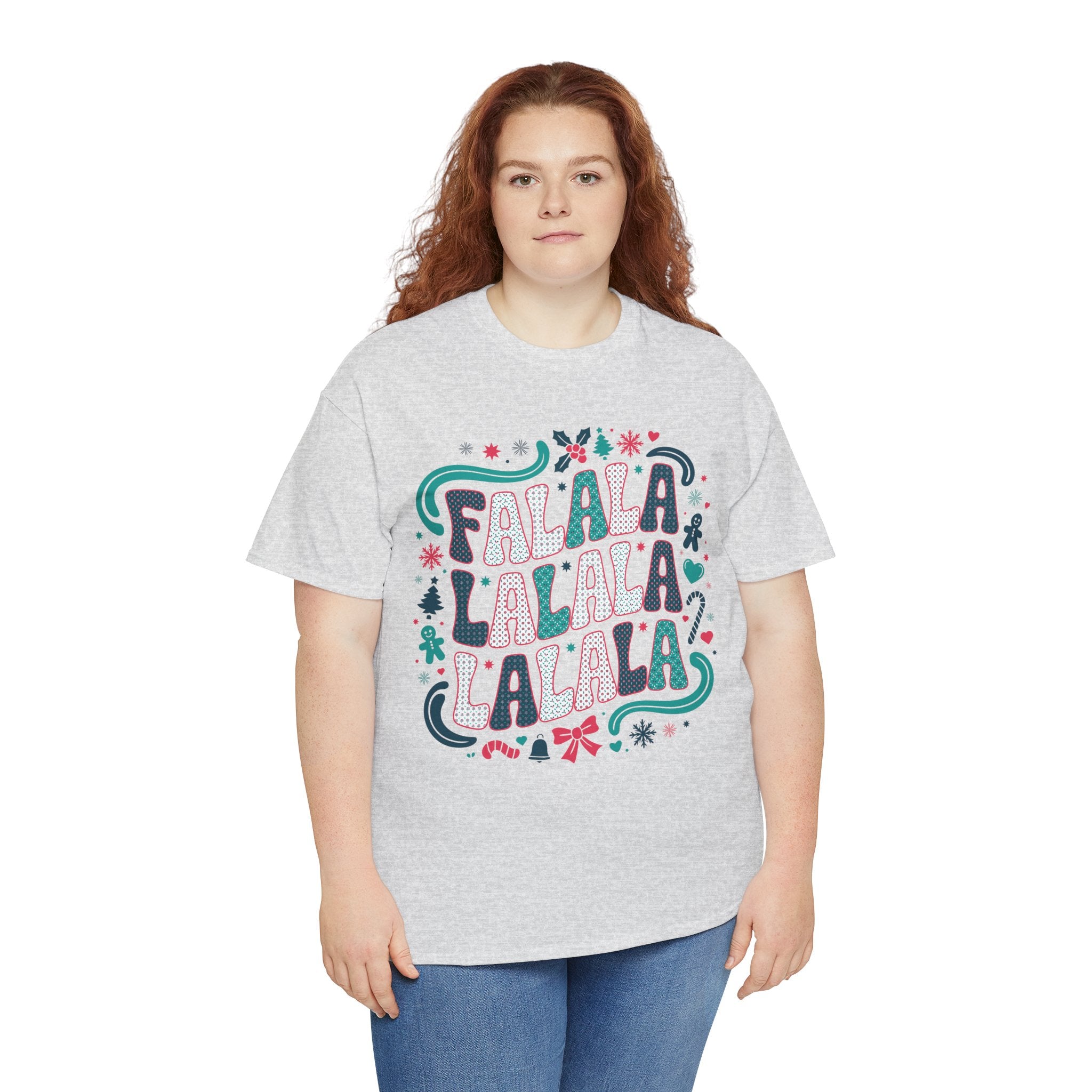 Fa La La La La Christmas T-Shirt — Festive Candy Cane & Gingerbread Holiday Unisex Cotton Tee