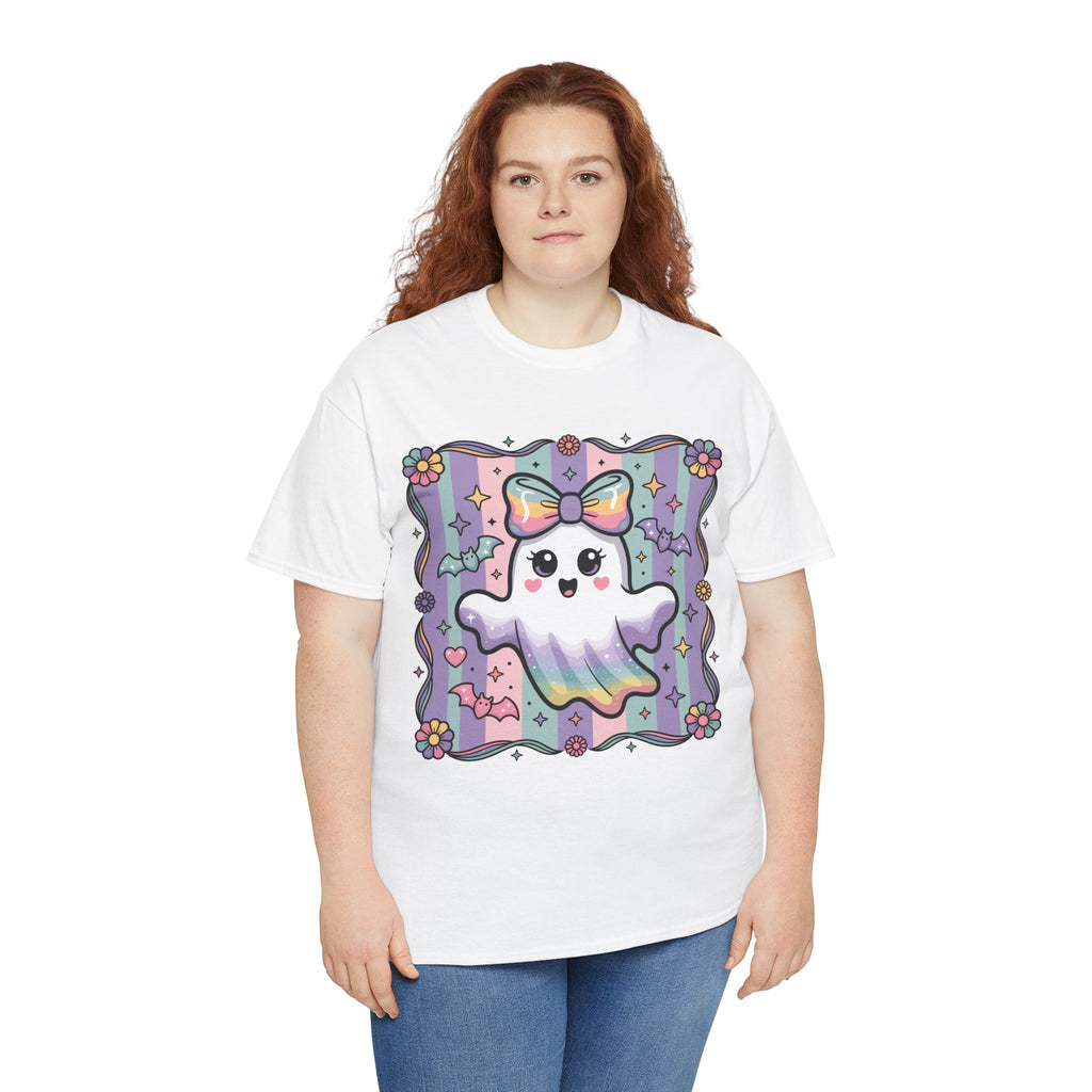 Pastel Ghost Rainbow Bow Unisex Cotton Tee