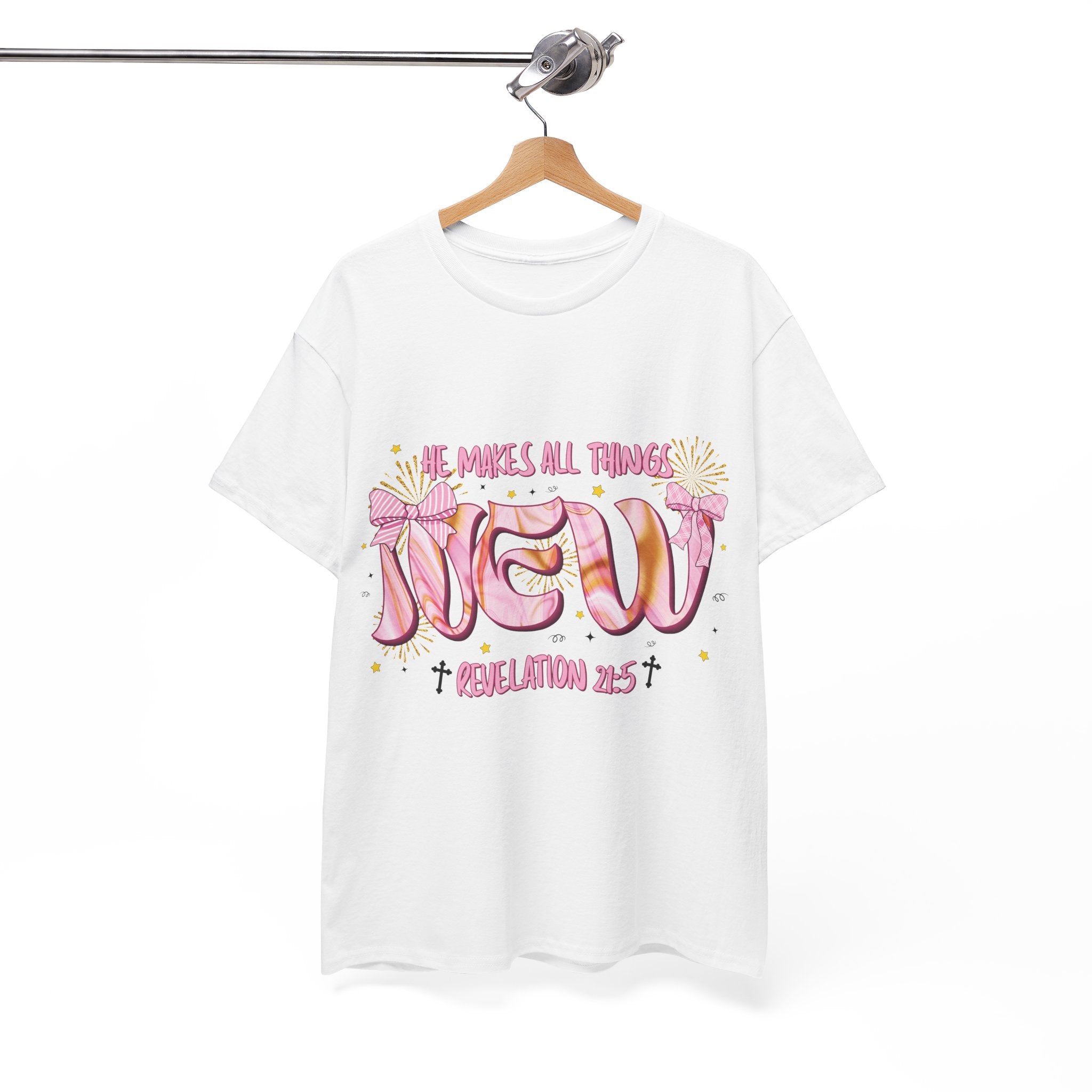 Christian Marble Tee — “He Makes All Things New” (Revelation 21:5)... Unisex Cotton Tee