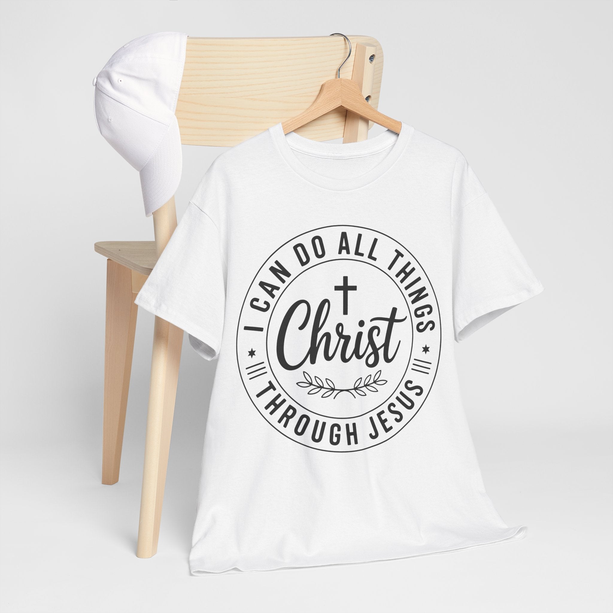 Christian Cross T‑Shirt — "I Can Do All Things Through Christ" Unisex Cotton tee