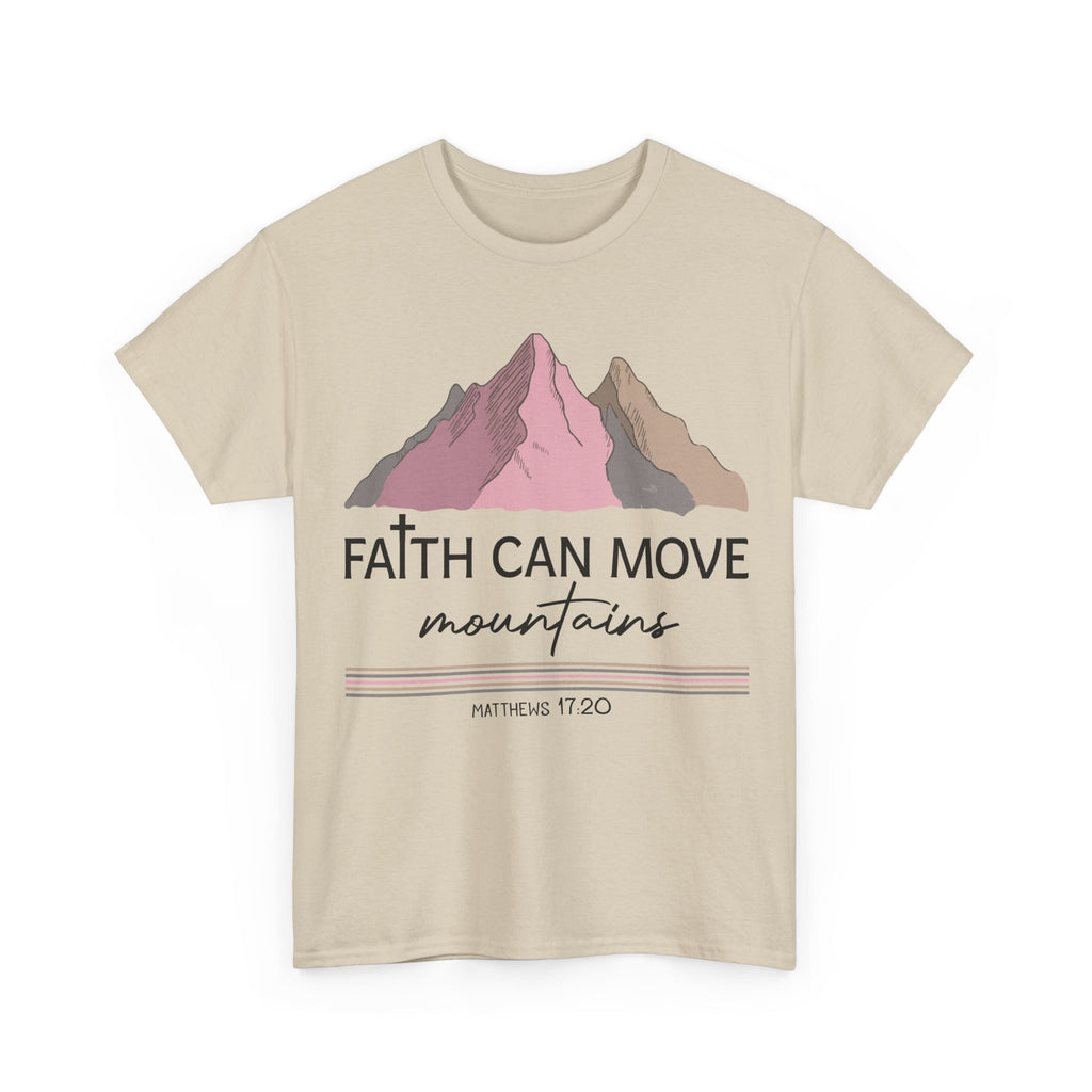 Faith Can Move Mountains Mountain Tee — Pastel Inspirational Christian Unisex Cotton T-Shirt