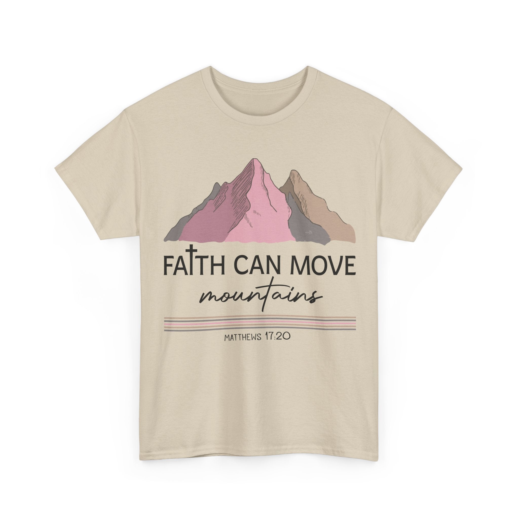 Faith Can Move Mountains Mountain Tee — Pastel Inspirational Christian Unisex Cotton T-Shirt
