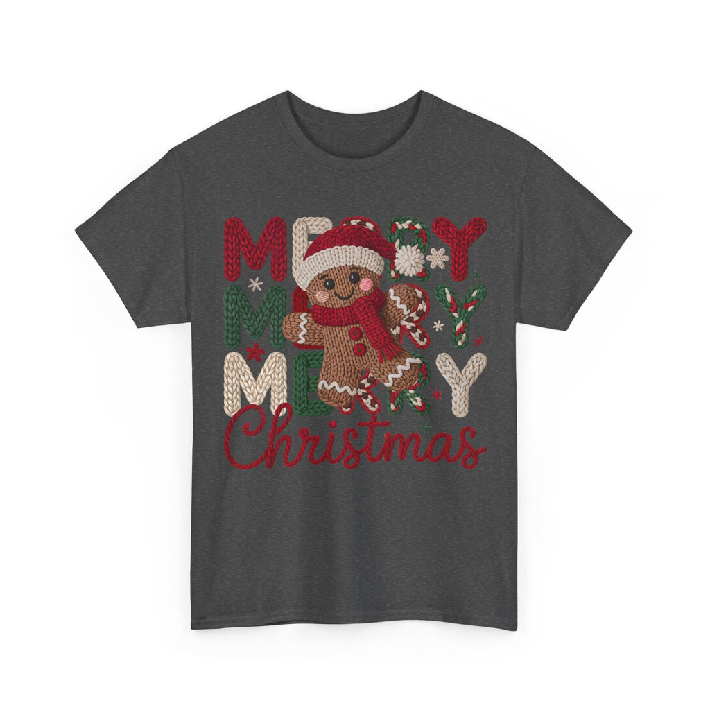 Merry Merry Merry Christmas Gingerbread Unisex Cotton Tee