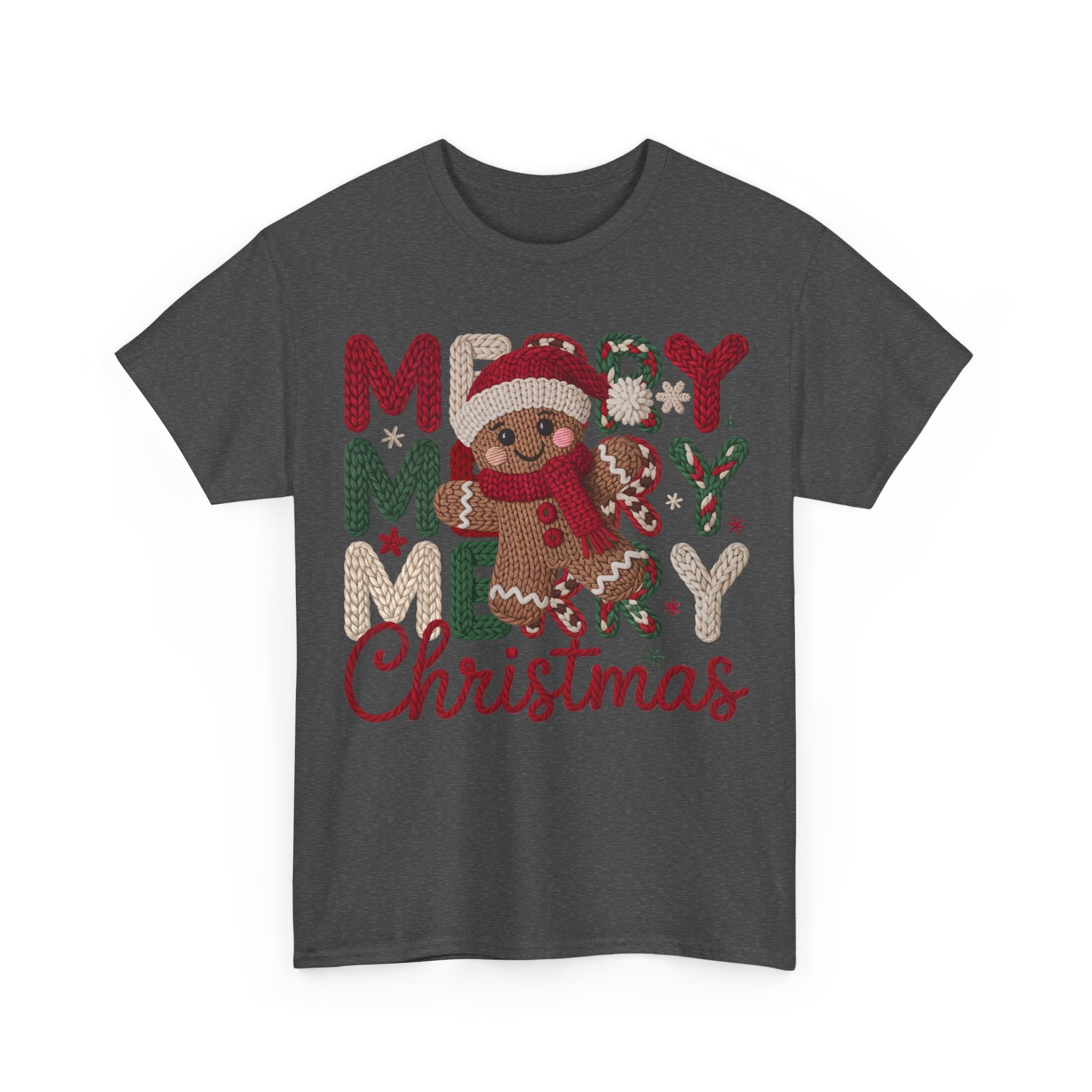 Merry Merry Merry Christmas Gingerbread Unisex Cotton Tee
