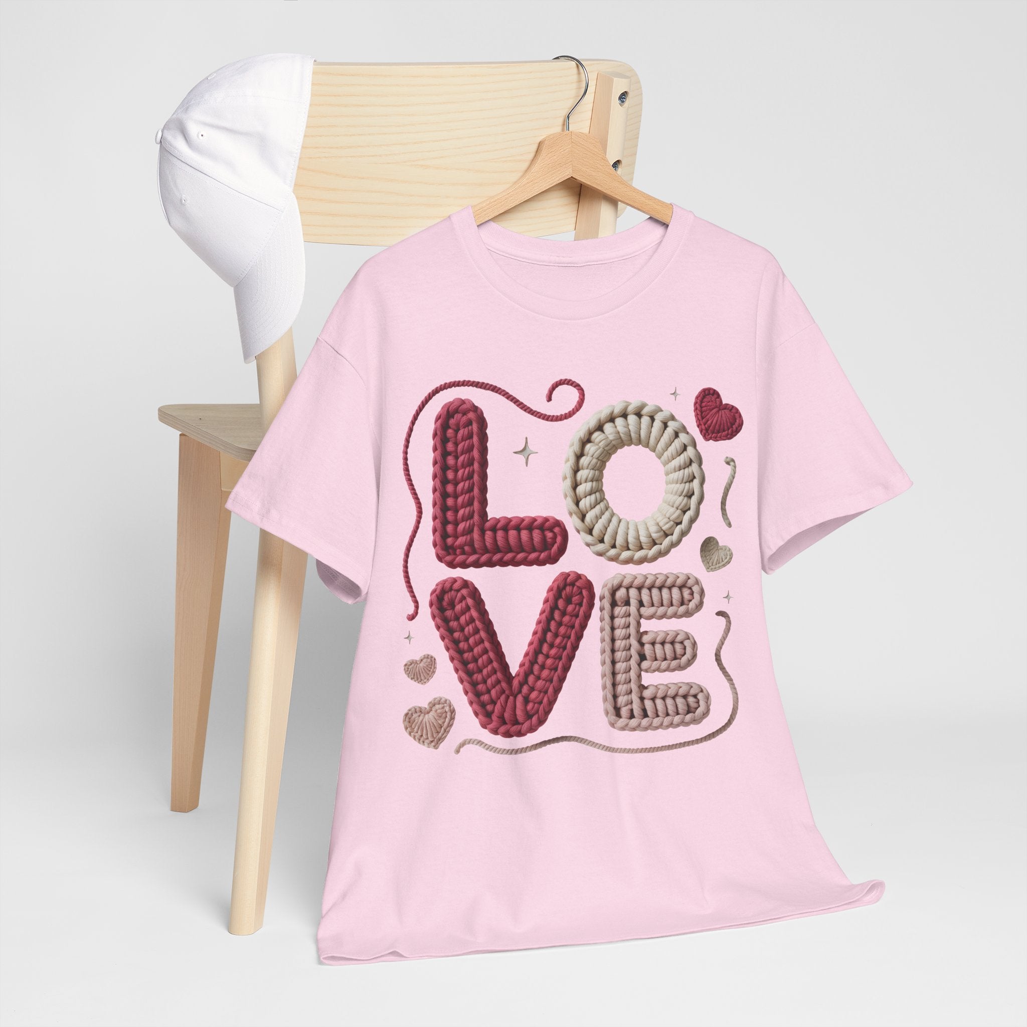 LOVE Faux Yarn Heart Unisex Cotton Tee