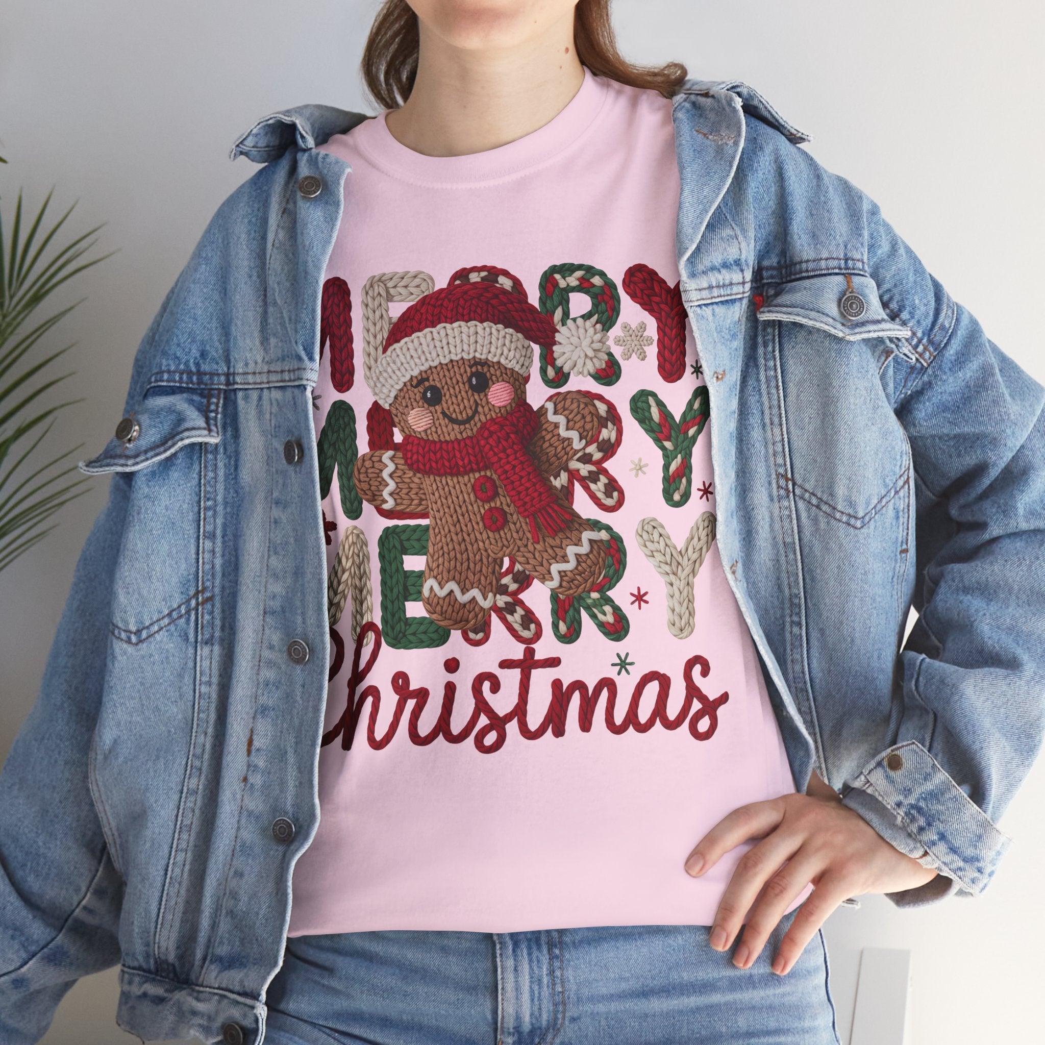 Merry Merry Merry Christmas Gingerbread Unisex Cotton Tee