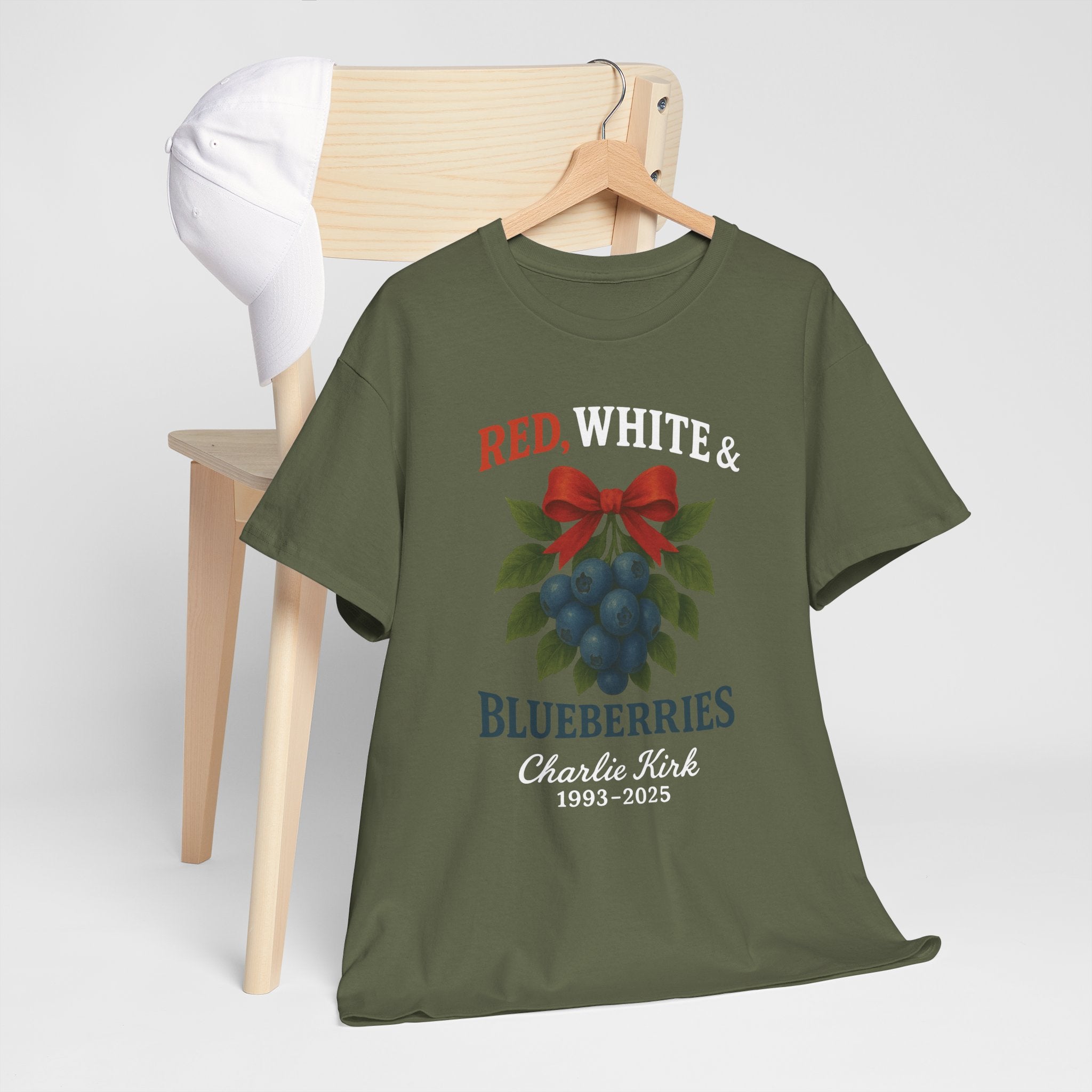 Red, White & Blueberries T-Shirt — Patriotic Blueberry Graphic Unisex Cotton Tee