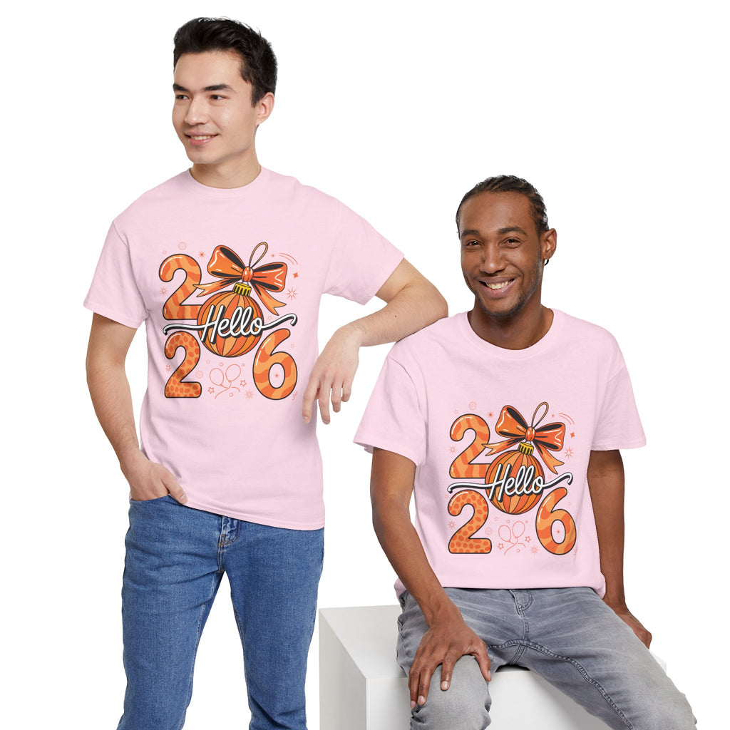 Hello 2026 Christmas Ornament Tee — Festive Orange Holiday Unisex Cotton T-Shirt
