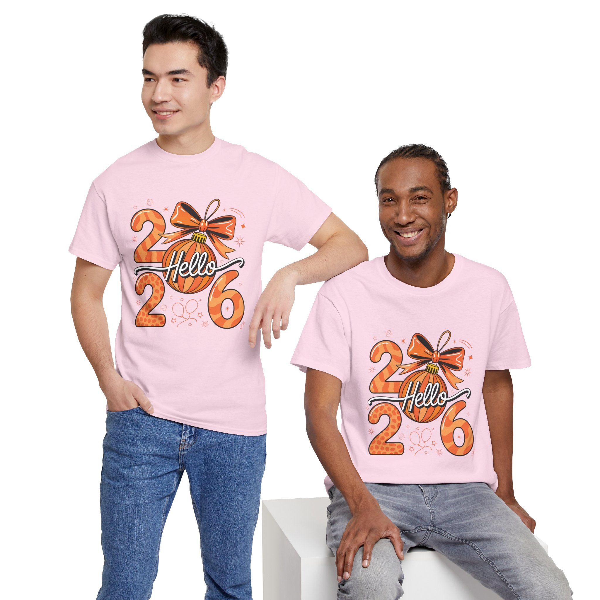 Hello 2026 Christmas Ornament Tee — Festive Orange Holiday Unisex Cotton T-Shirt