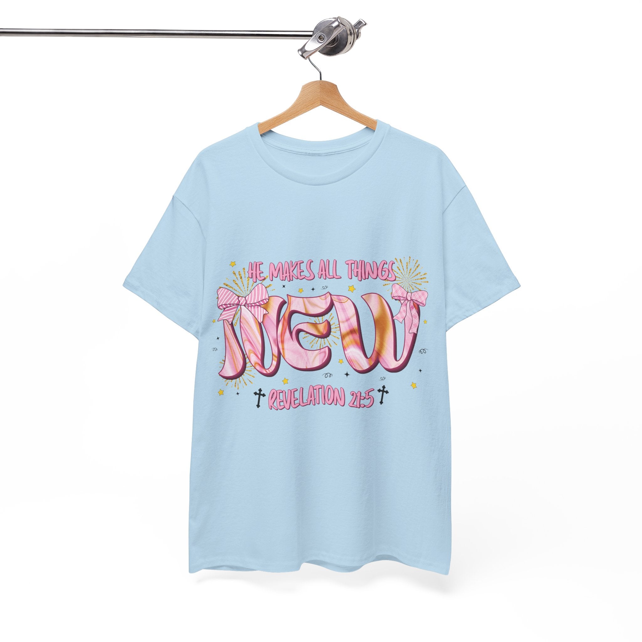 Christian Marble Tee — “He Makes All Things New” (Revelation 21:5)... Unisex Cotton Tee