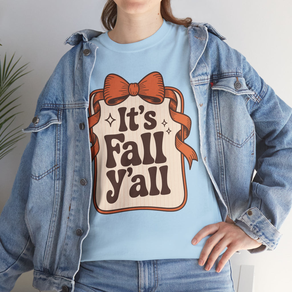 It’s Fall Y’all Autumn Ribbon Unisex Cotton Tee